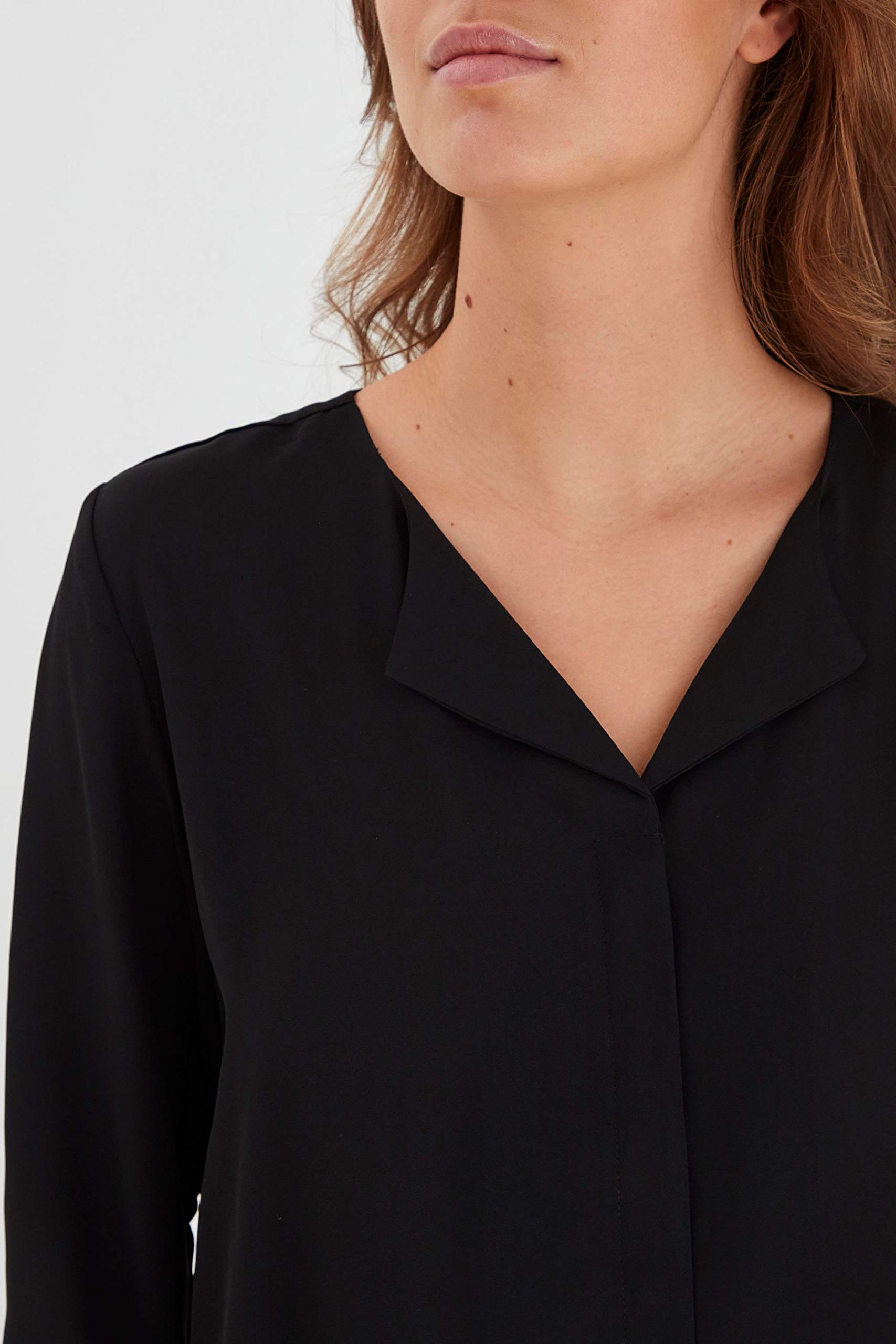 b.young BYHialice Damen Bluse Hemdbluse Langarm mit V-Ausschnitt