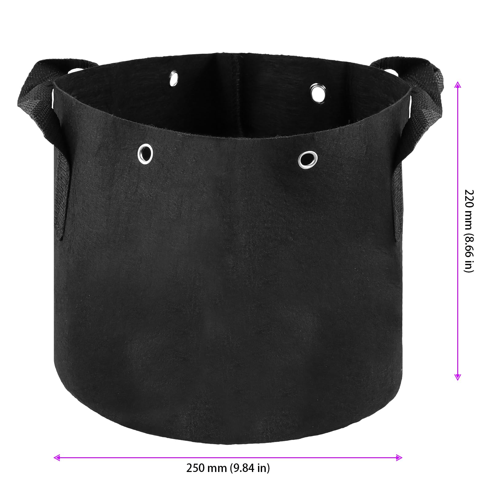 10 Macetas de Tela No Tejida de 12 l, 25 x 22 cm, con Asas, Sacos para Plantas en Macetas, Sacos de Jardín para Patatas, Zanahorias, Tomate