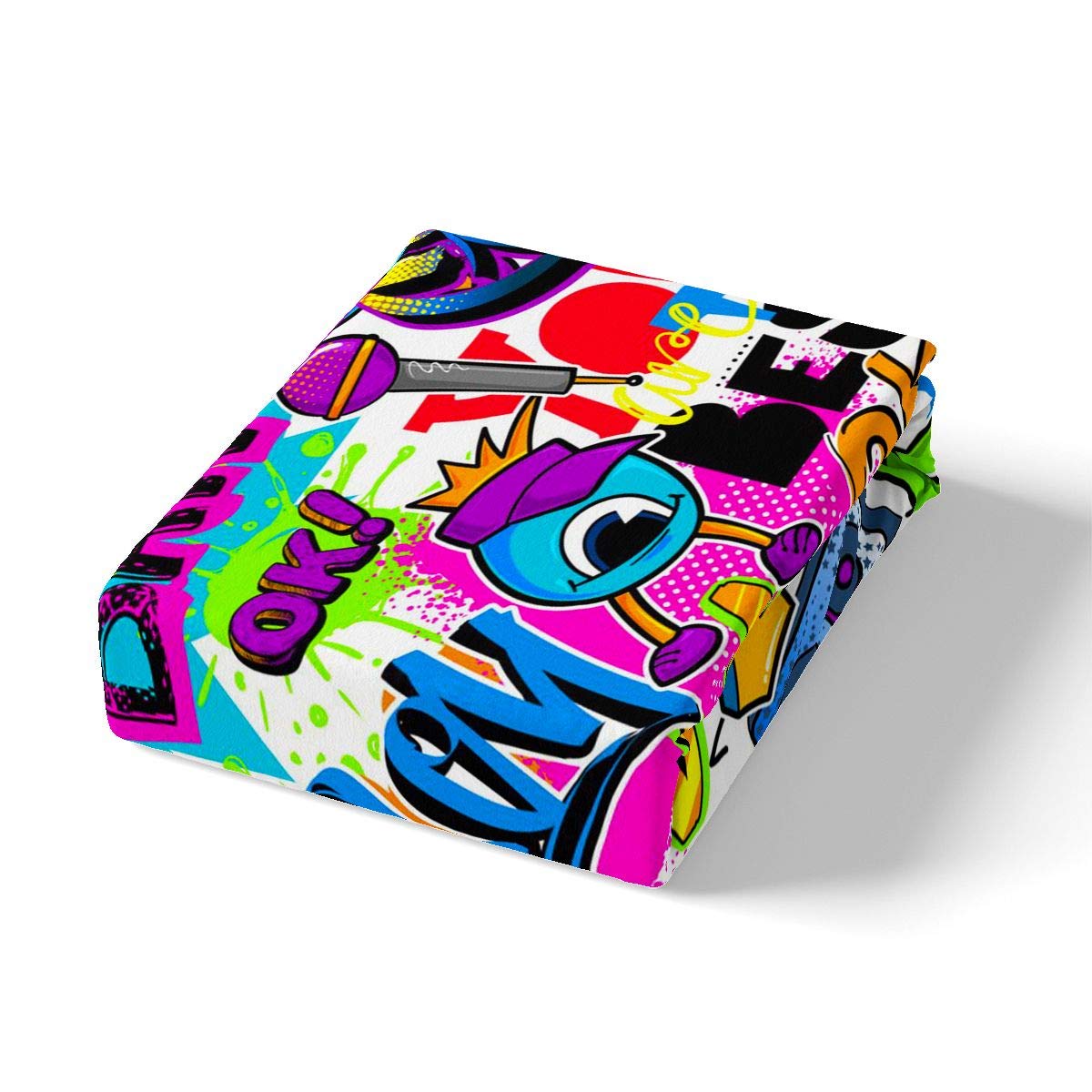 Hippie Graffiti Style Duvet Cover Hip Hop Decor Bedding Set for Kids Boys Girls Graffiti Pattern Comforter Cover Modern Graphic Wall Urban Art Bedspread Cover with 2 Pillowcases 3Pcs Bedding King