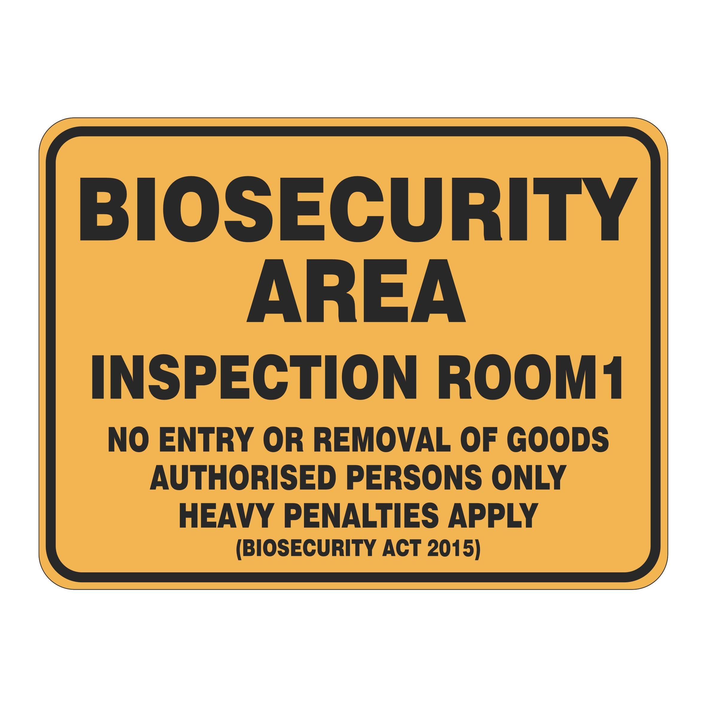 Biosecurity Area Inspection Room #(number) Sign Metal Tin Sign 8 x 12 inch for Industrial & Commercial