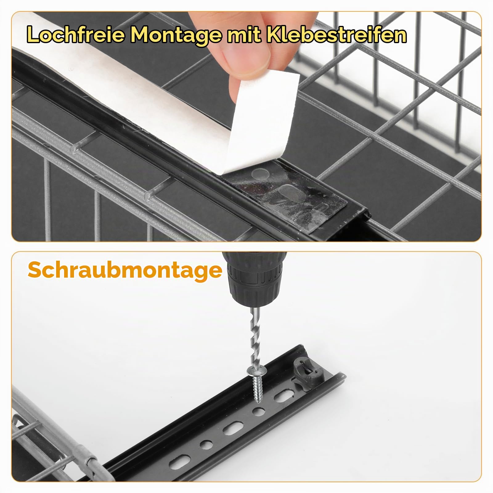 Romon Teleskopschublade, 2er Set Ausziehbare Schublade Küche aus Hochwertigem Carbonstahl Grau 37.5x24.5x19cm für Küchenschränke für Speisekammer und Badezimmer