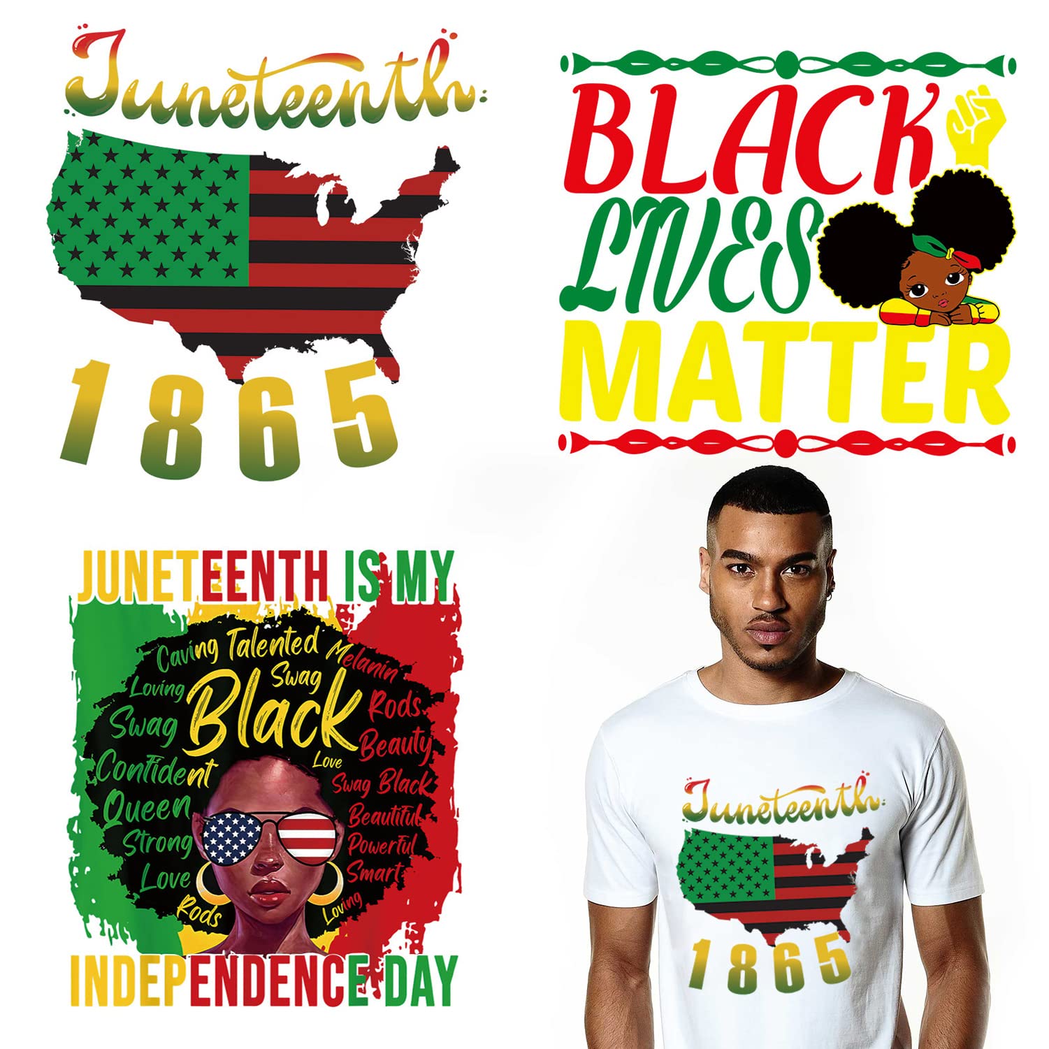 Juneteenth Iron on Heat Transfer Stickers Juneteenth Iron on Decals Black Women Iron on Patches Juneteenth Letter Emancipation Design Vinyl Appliques
