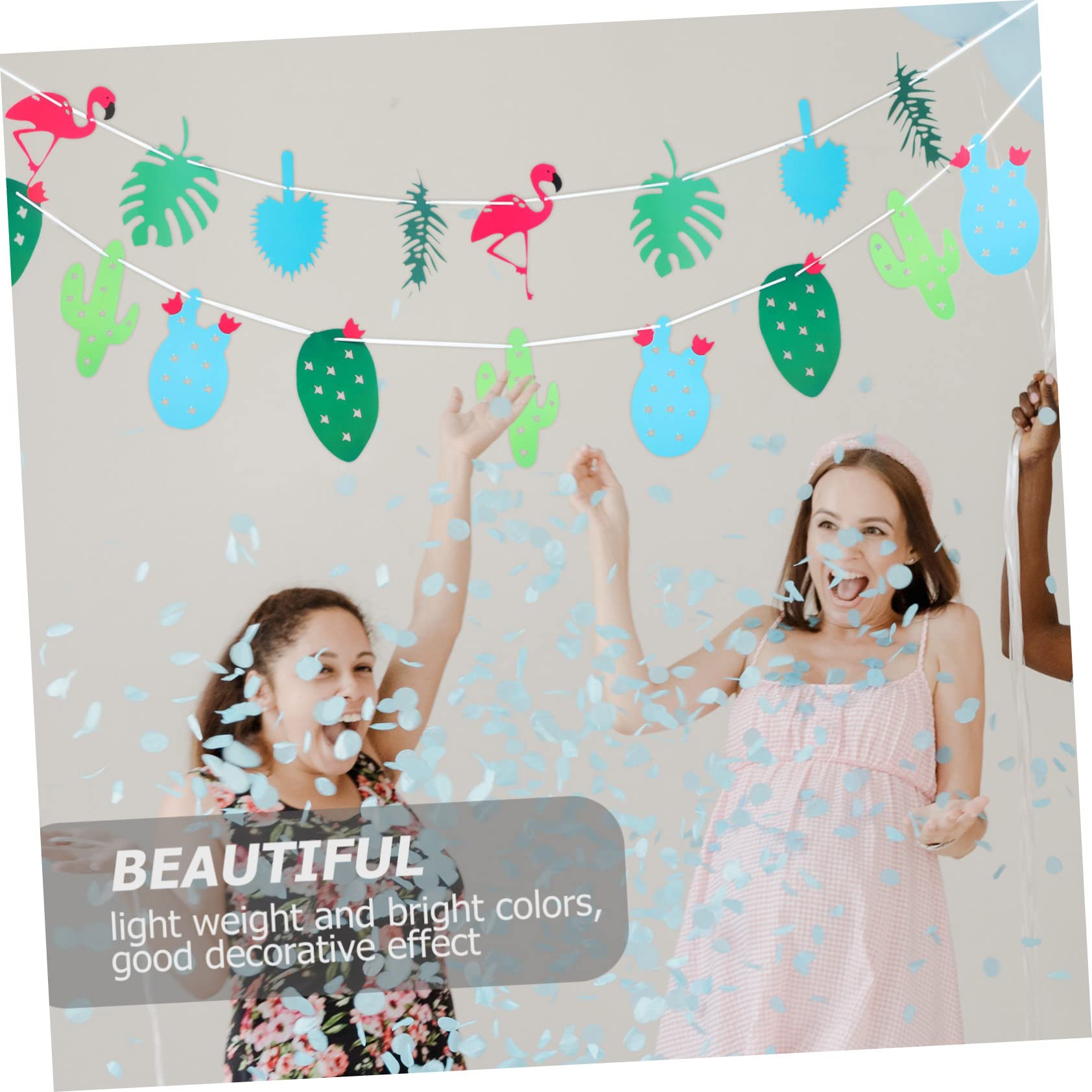 ibasenice Banner Di Carta Hawaiano Con Tema Flamingo e Piante Decorazioni Per Feste Matrimoni e Eventi Tema Hawaii Di Bandiere Colorate Per Atmosfera Festiva
