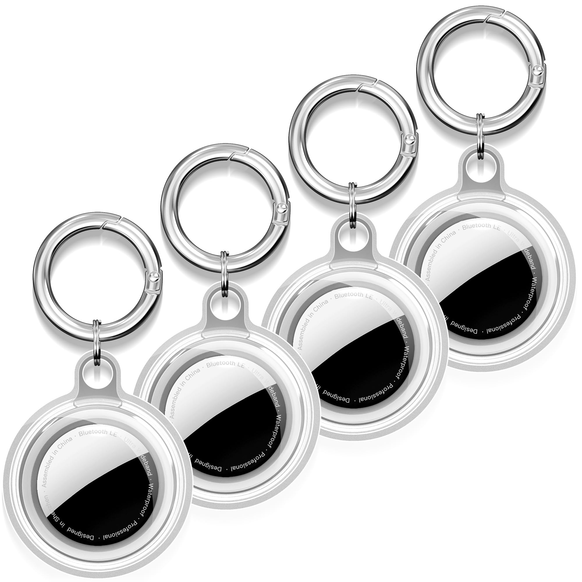 Waterproof Holder for Airtag, DDJ 4 Pack Airtag Keychain, AirTag Case for Dog Collar, Luggage, Keys, Full Body Anti-Scratch Protective (Clear)