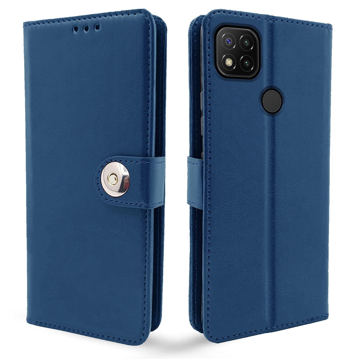 Pikkme Mi Redmi 10A / 10A Sport/Redmi 9 / Redmi 9 Activ / 9C / Poco C31 Flip Cover| PU Leather Finish | 360 Protection | Wallet & Stand | Strong Magnetic Flip Case (Blue Button) (B09DV2T3GH) Amazon Price History, Amazon Price Tracker