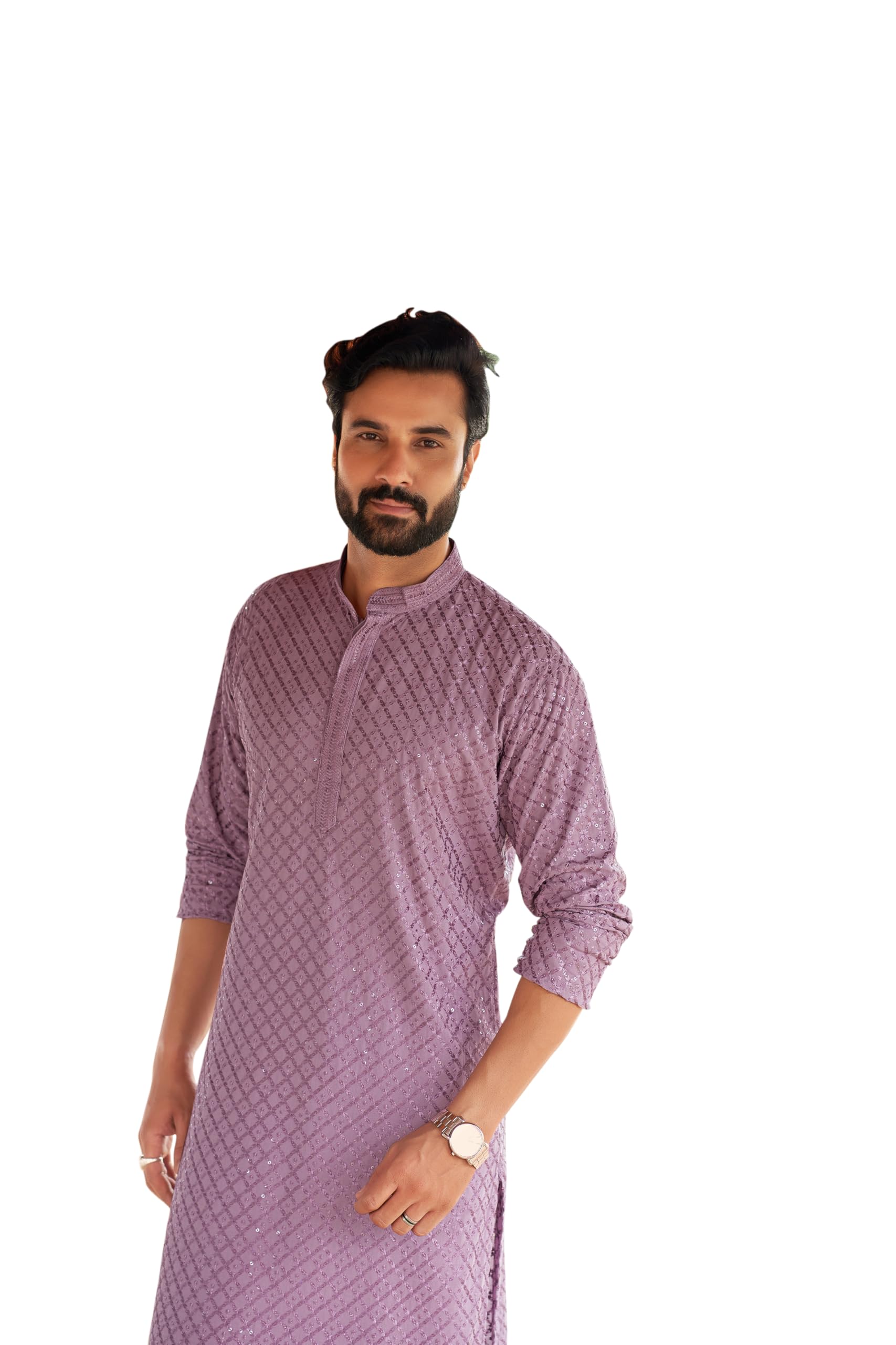 Viscose Cotton Sequin Embroidered Kurta for Men – Festive & Stylish Regular Fit Kurta Pajama Casual, Festive Ethnic Outfit Kurta Set for Men-image-36