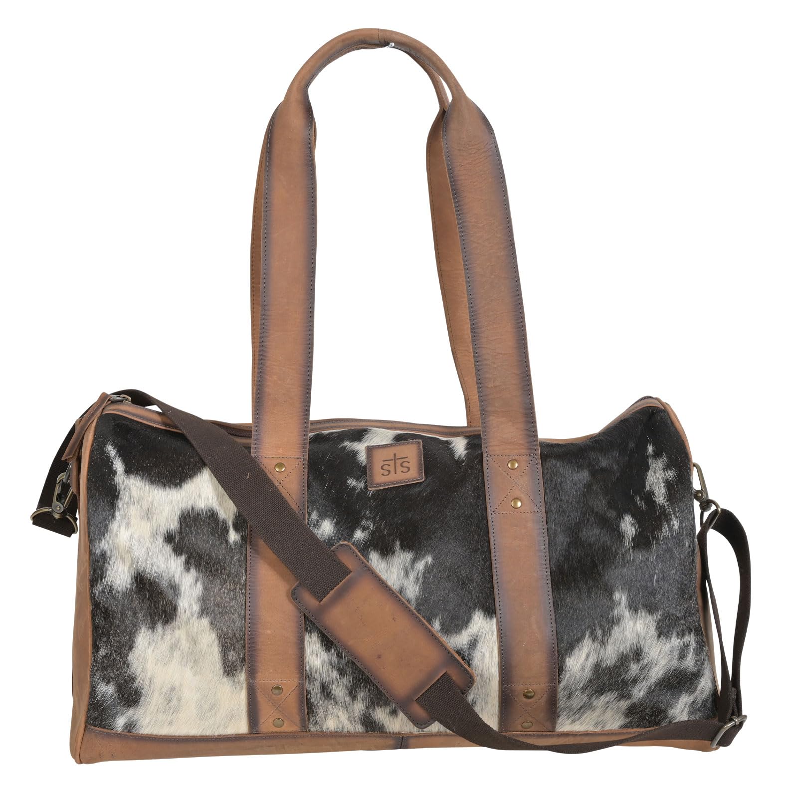 STS Ranchwear Saltillo Spacious Leather Travel Duffle Bag with Adjustable & Removable Shoulder Strap, Tornado/Cowhide, One Size
