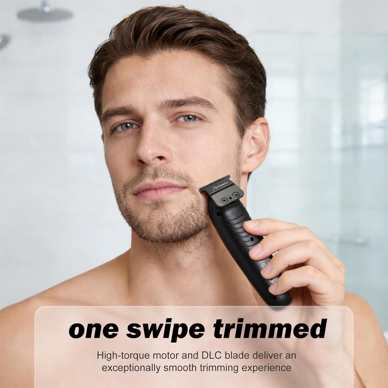 Cordless Trimmer for Men, USB-C Charging, DLC Precision Blade, 150-Minute Runtime, Compact & Lightweight for Beard, Detail & Full-Body Grooming (Black Beard Trimmer and Toiletry Bag)