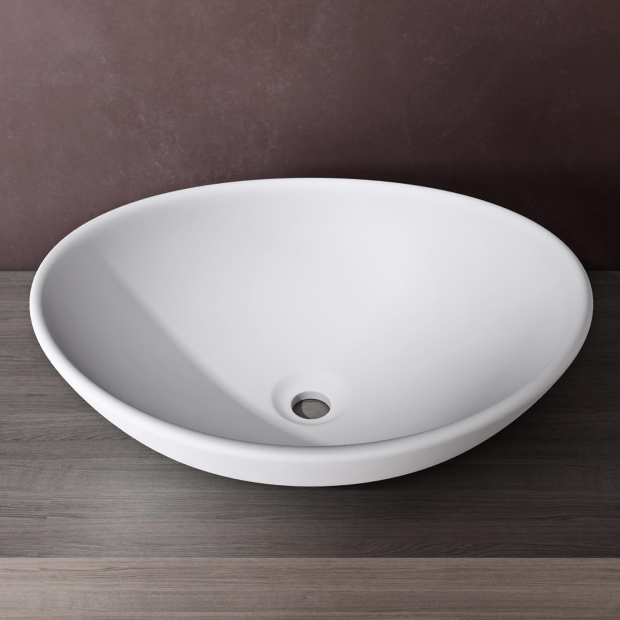 doporro Lavabo sobre encimera de cerámica blanco mate Brüssel205 41x33x14cm forma ovalado con sellado- Nano