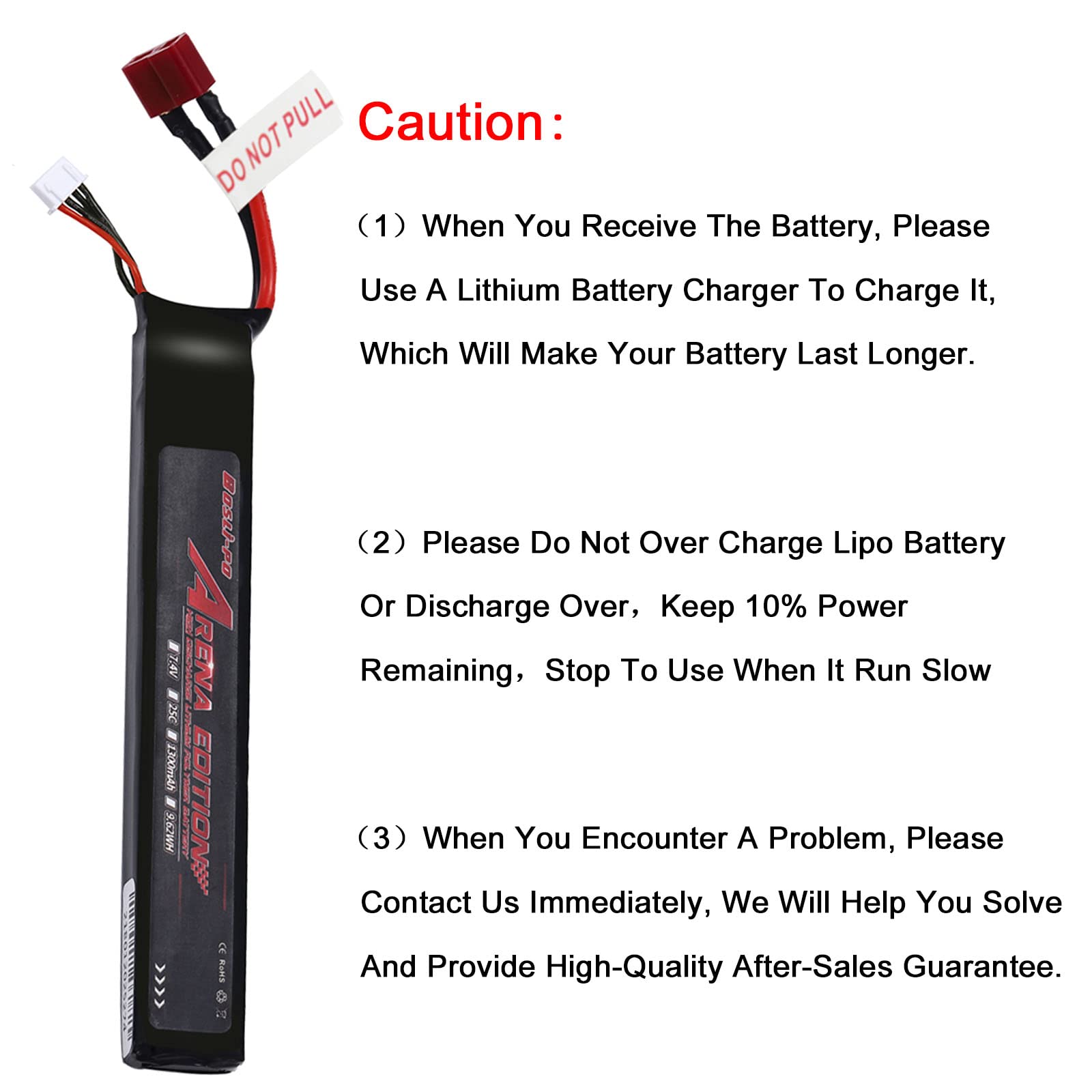 Airsoft batteria Softair batteria LiPo 7.4V 2S 25C 1300mAh per Air Soft Guns AEG, Air Soft Guns AK47, MP5k, MP5 PDW, RPK, PKM, M4, M110, SR25, M249, M240B, G36, M14 con Connettore T Plug