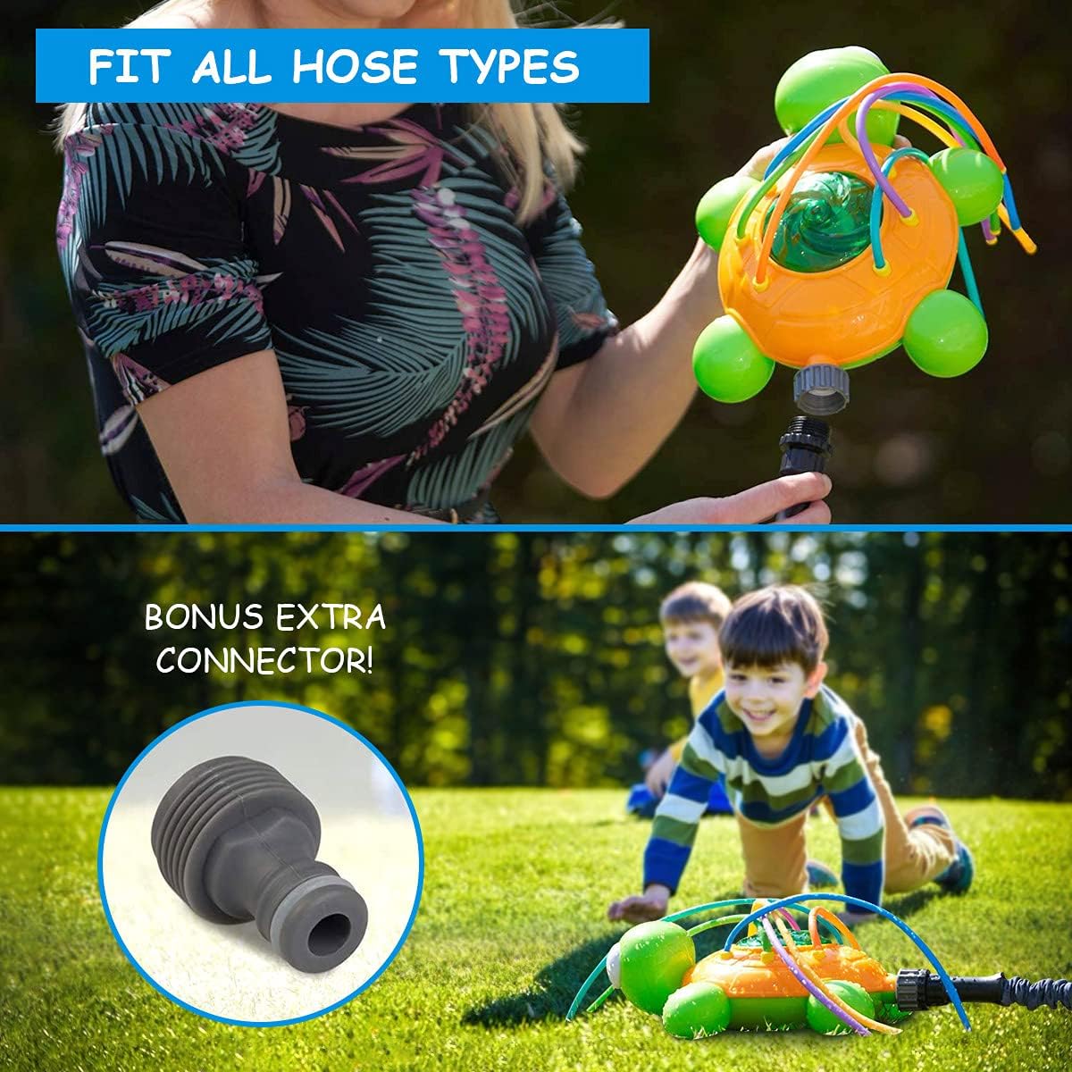 MEOZEL Outdoor Water Play Sprinkler Kids and Toddler sprinklers for Outside Spinning Turtle Sprinkler Toy, Backyard Sprinklers Summer Activities, Sprays Up to 8ft High - Attaches to Garden Hose : Toys & Games