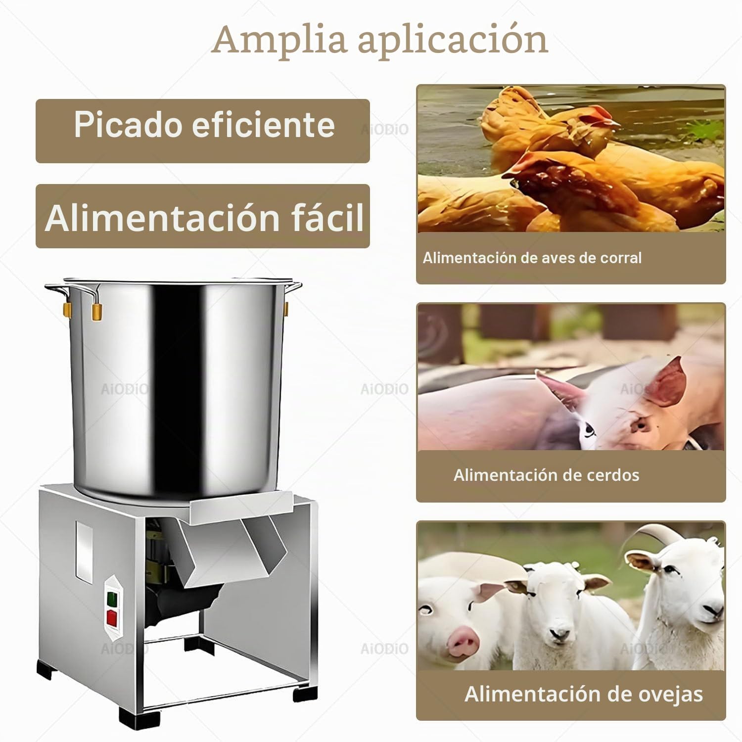 Procesador de alimento para Aves, Picador eléctrico de Verduras, Corte rápido de 3500 RPM, Rendimiento de 50 a 200 kg/h, con 4 Cuchillas, para una alimentación Animal eficiente. 220V-1800W