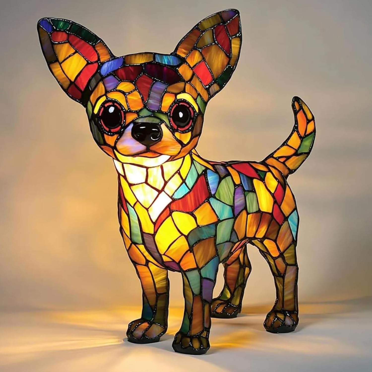 XWNGDAFEVF 3D Table Lamp Cute New Dog Series Home Decor Resin Tabletop Night Light Loyal Companionship Lighting, Chihuahua