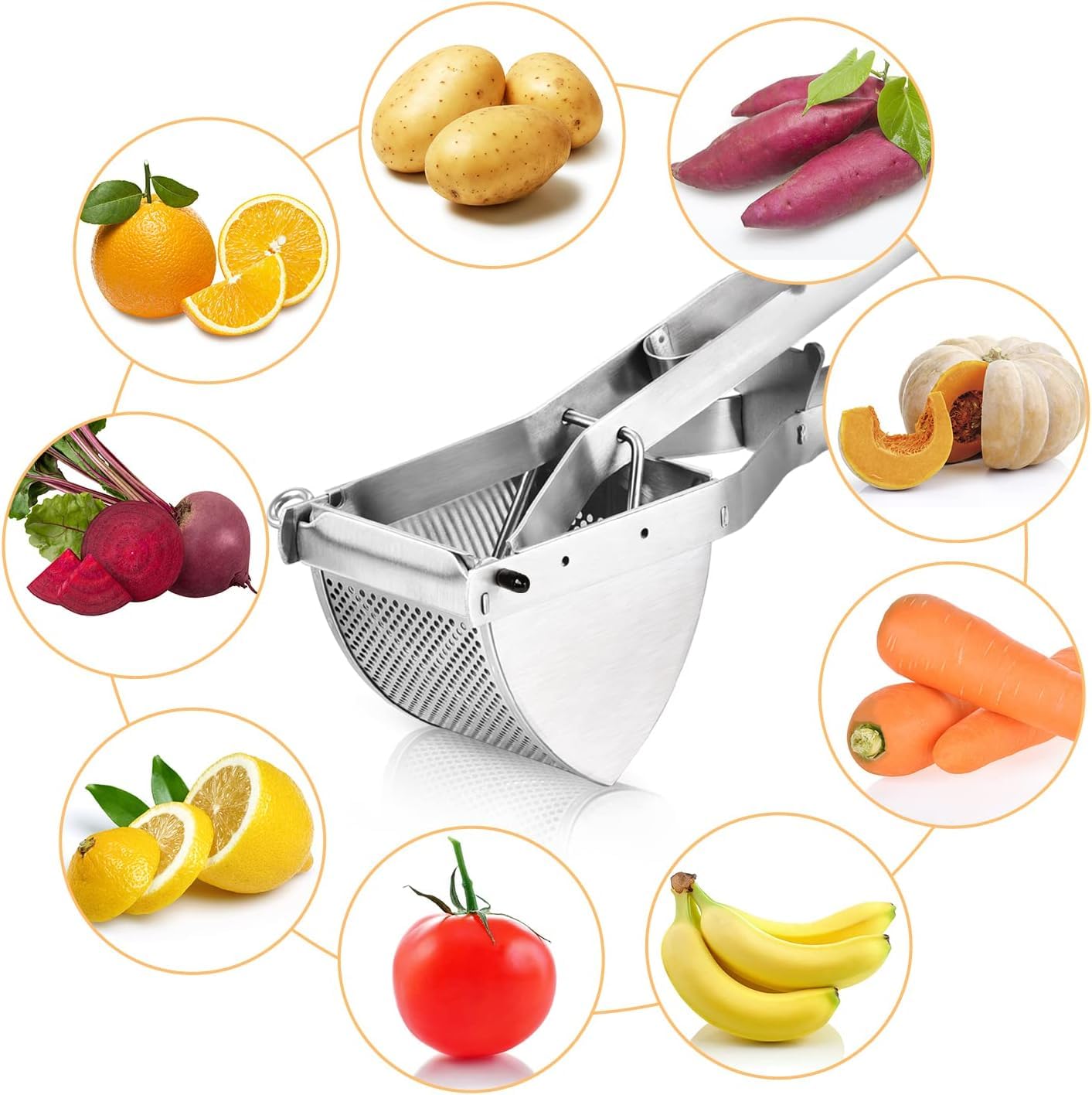 zalati Schiacciapatate SUS430 Schiacciapatate in acciaio inox resistente per alimenti frutta e verdura utensili da cucina