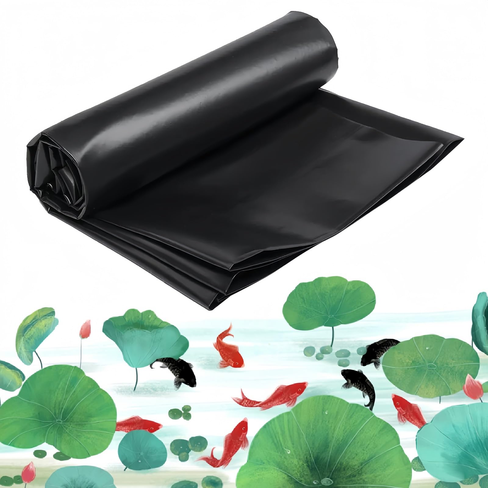 Impermeable Pond Liner Gardens Pond Membrane Easy Cutting Fish Pond Liners Fish/Plant Friendly Flexible Pond Tarpaulin for Fountains Waterfall Aquaculture 1/2/3/4/5/6/7/8/9/10/11/12/15.0m(6x8.0m)