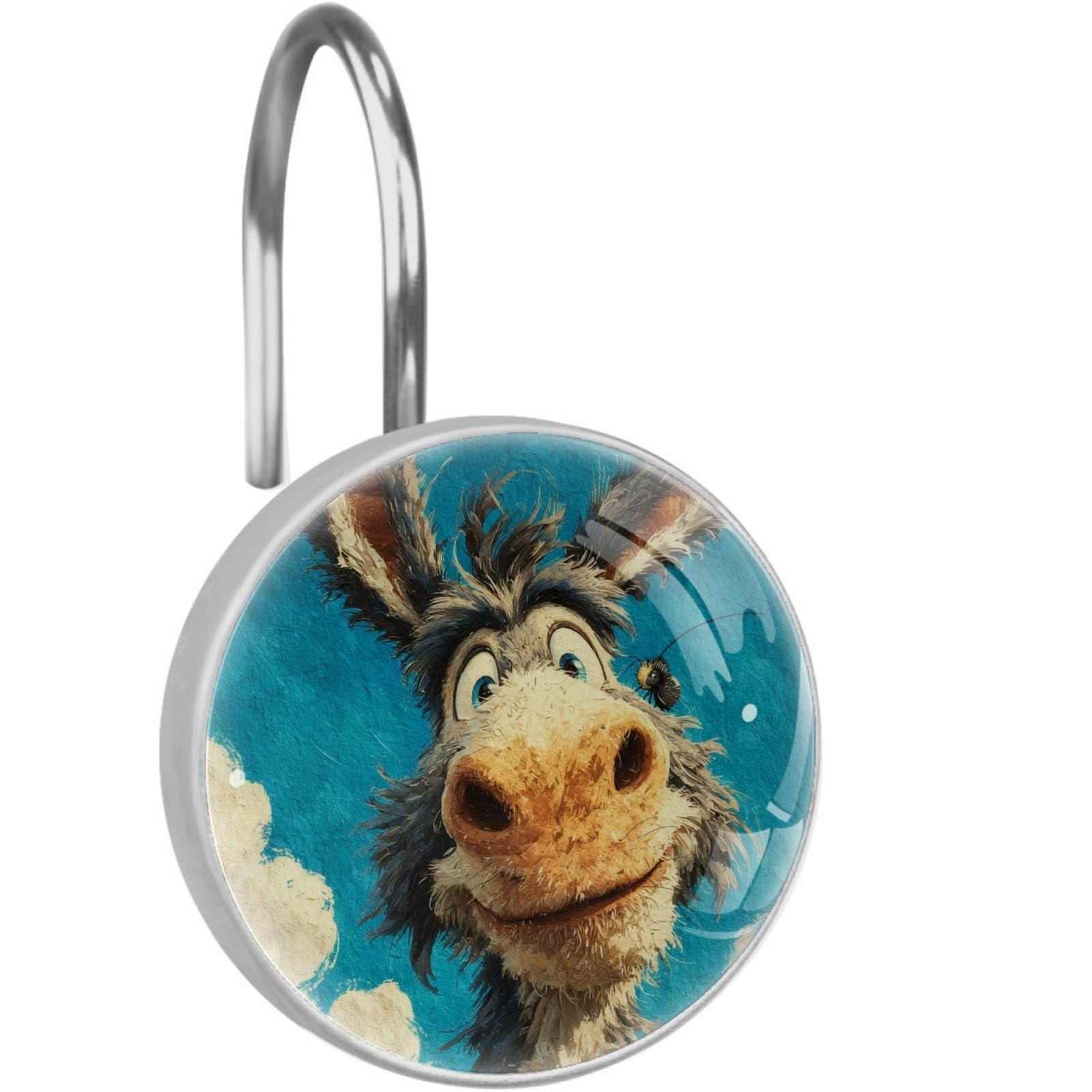VAPOKF Decorative Shower Curtain Hooks, Cartoon Donkey Rustproof Stainless Steel Shower Curtain Rings for Bathroom, Shower Curtain Hangers for Shower Rod, 12 Pack