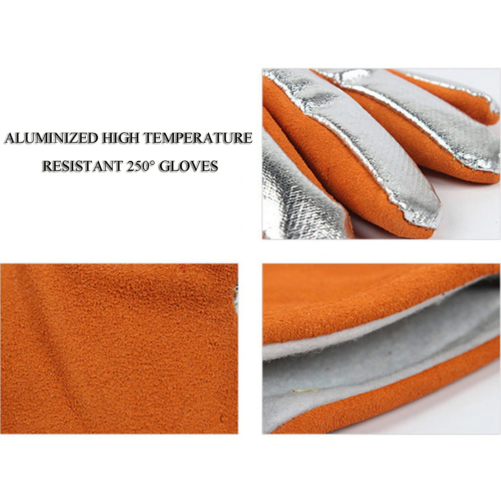 Gartenhandschuhe, schnittfeste Handschuhe, feuerfeste Handschuhe, isolierte Schweißerhandschuhe, hochtemperaturbeständige Handschuhe, Grill- und Kaminhandschuhe aus Aluminiumfolie for Metallurgieöfen