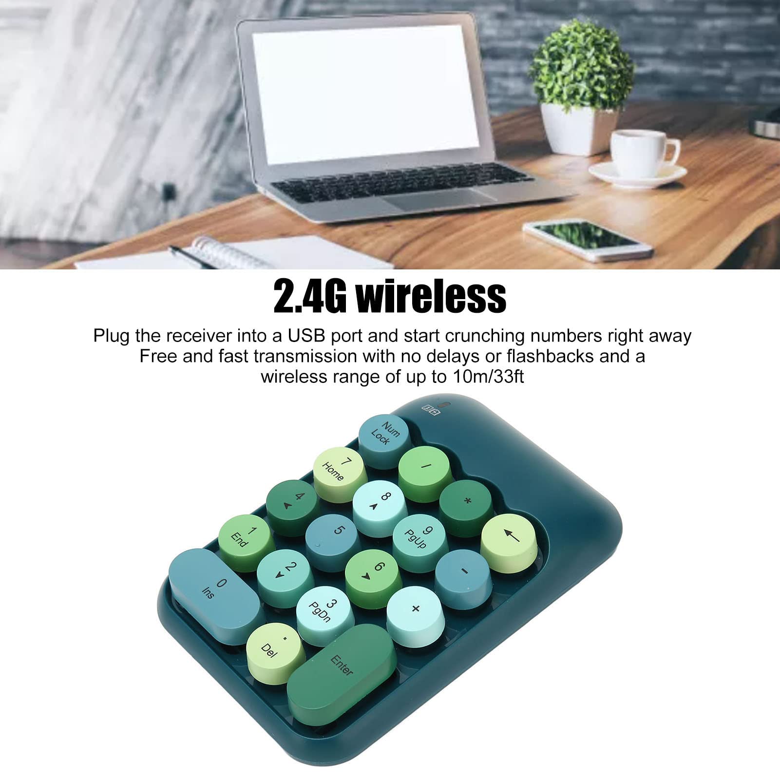 Tastierino Numerico USB, Tastierino Numerico Meccanico per Laptop, Tastierino Numerico per Macchina da Scrivere a Colori retrò a 18 Tasti per XP, per (Colore verde scuro)