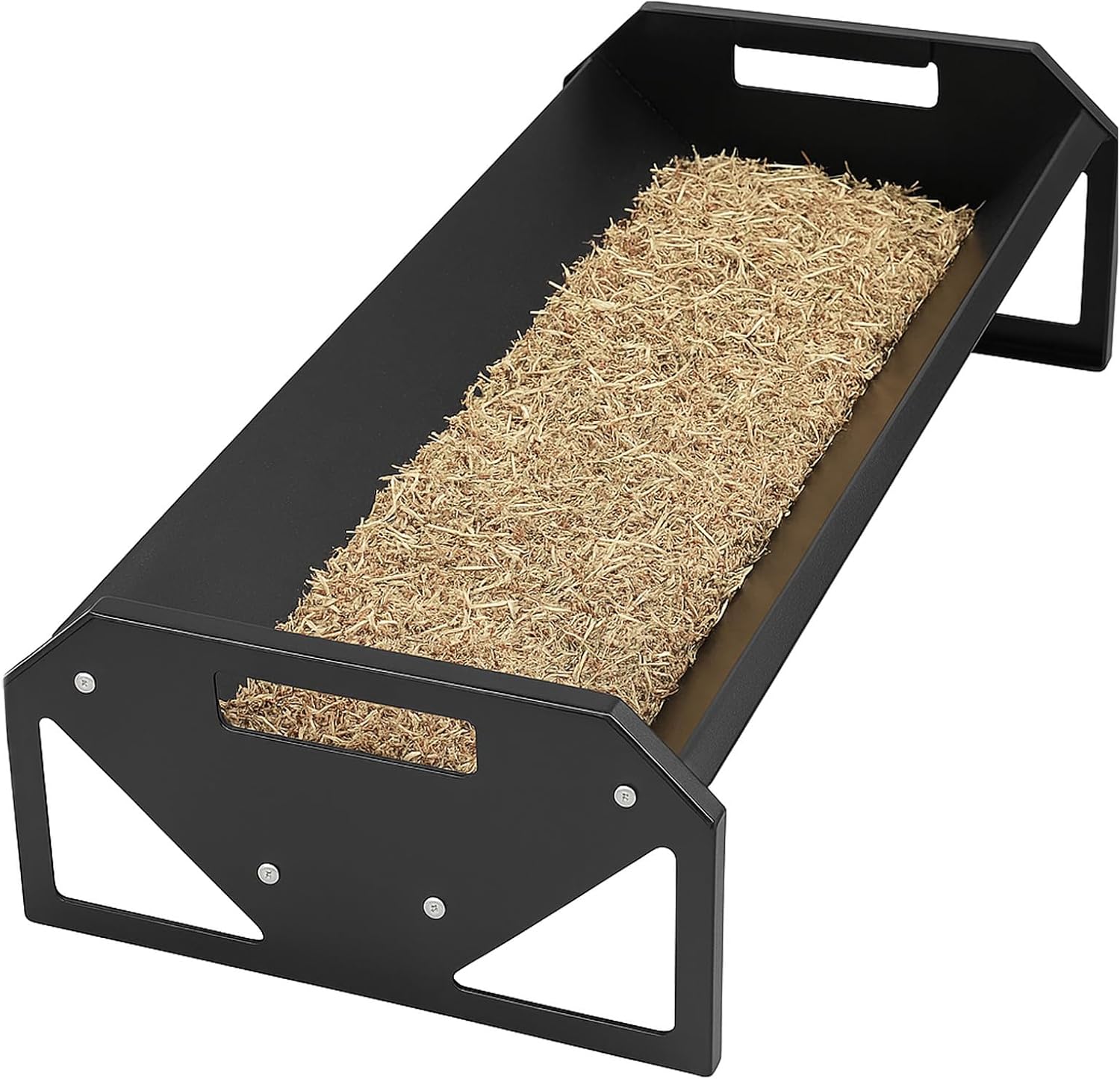 ECOTRIC 22 Gallon Livestock Feeder, 45″ Length for 10Sheeps Once, Feeder Trough for Horse, Goat, Sheep, Cattle, Cow, Alpaca Steel Powder Coated Black