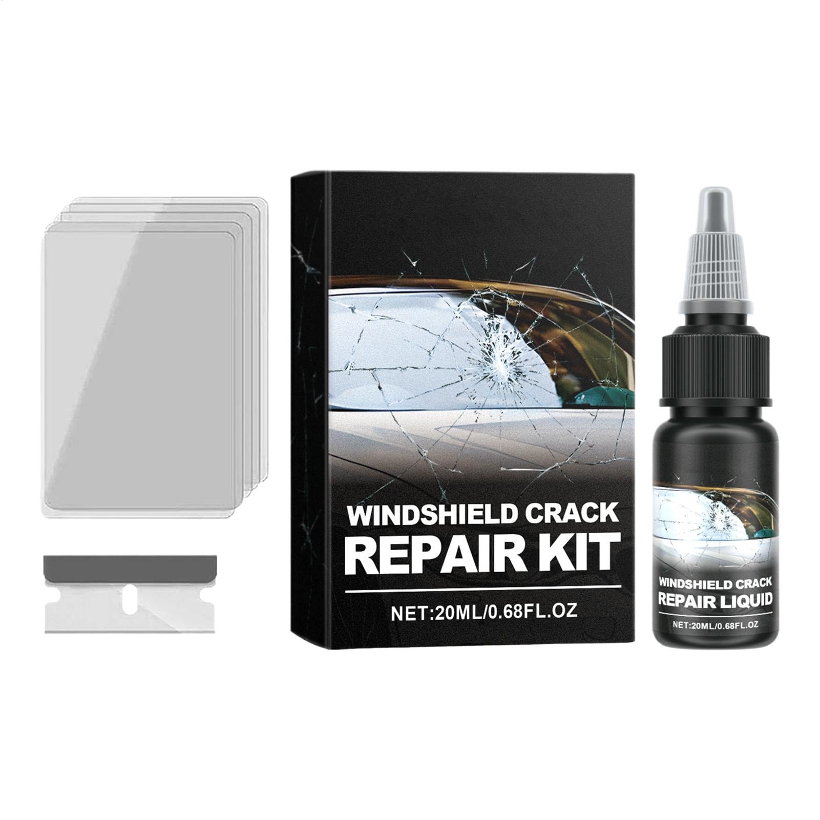 Liquido riparatore di crepe per parabrezza, liquido riparatore di vetri per crepe - Liquido rapido di riparazione dei nanocristalli Liquido riparatore di cristalli screpolati - Colla per