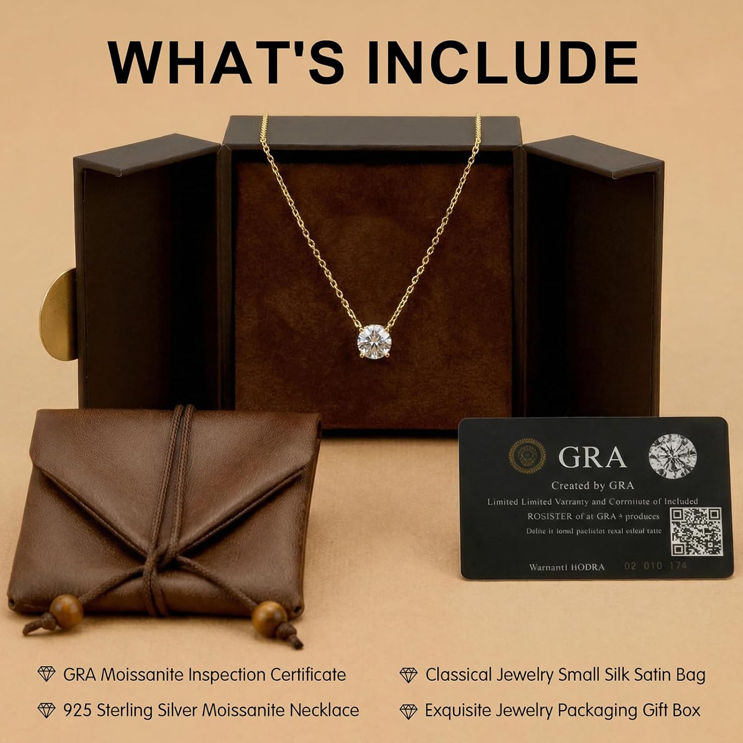 1ct Moissanite Pendant Necklace for Women, Round Cut D Color VVS1, 925 Sterling Silver 18K Gold Plated, Gift Box, Adjustable 16–18 - Image 5