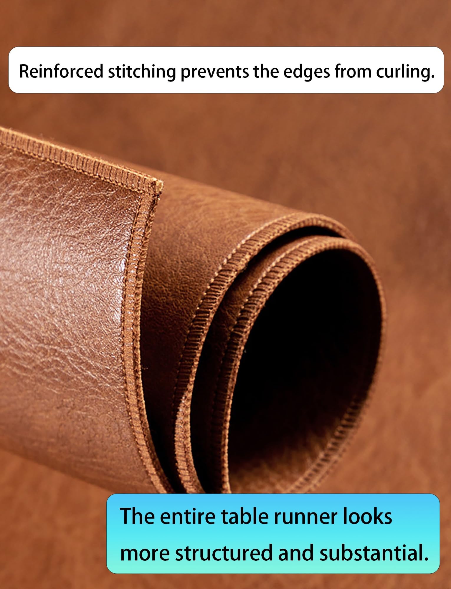 Nattes Table Similicuir, 2mm épais imperméables Anti-Chaleur, sous-Main | Sets de Table Vintage Antidérapants, Résistants à la Chaleur pour Salle à Manger & Café(Light brown,27.6x47.2in/70x120cm)