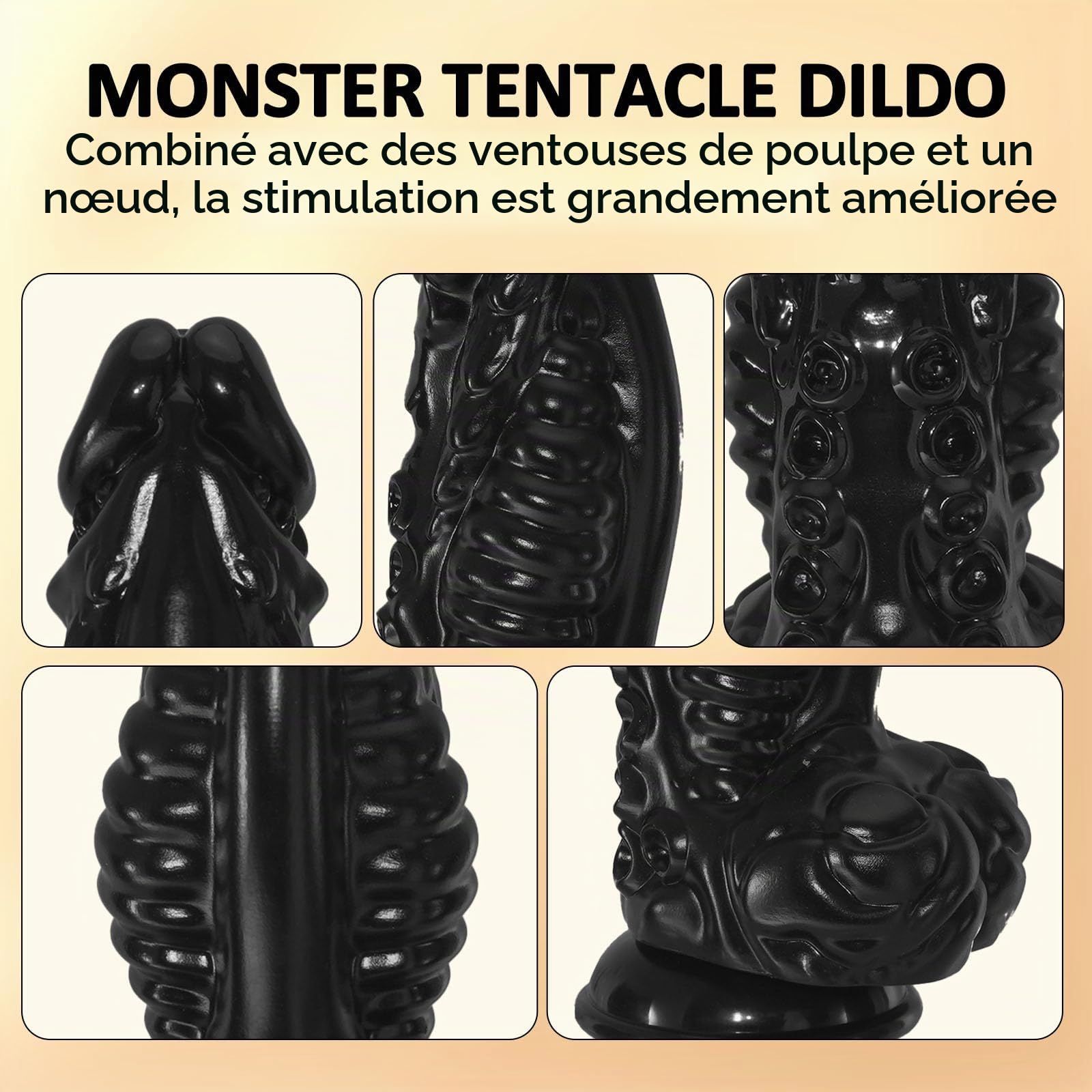Gros gode noir monstrueux de 12,64 pouces, gode épais de 3,82 pouces de diamètre avec ventouse pour stimulation du point G et jeux anaux, godes extraterrestres, sex toys pour hommes et femmes