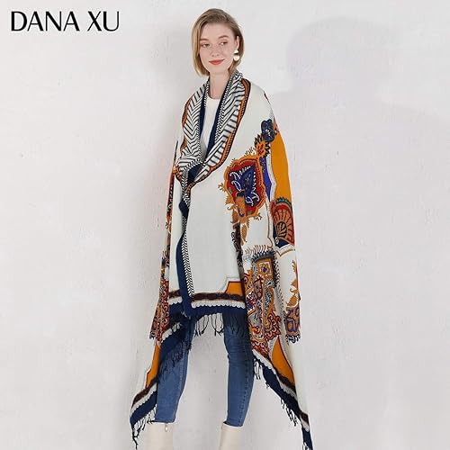 Miniatura 174 de DANA XU Manta de pashmina extragrande 100% de lana merina, bufanda de viaje, bufanda de cachemira para mujer, otoño e invierno, chal de gran