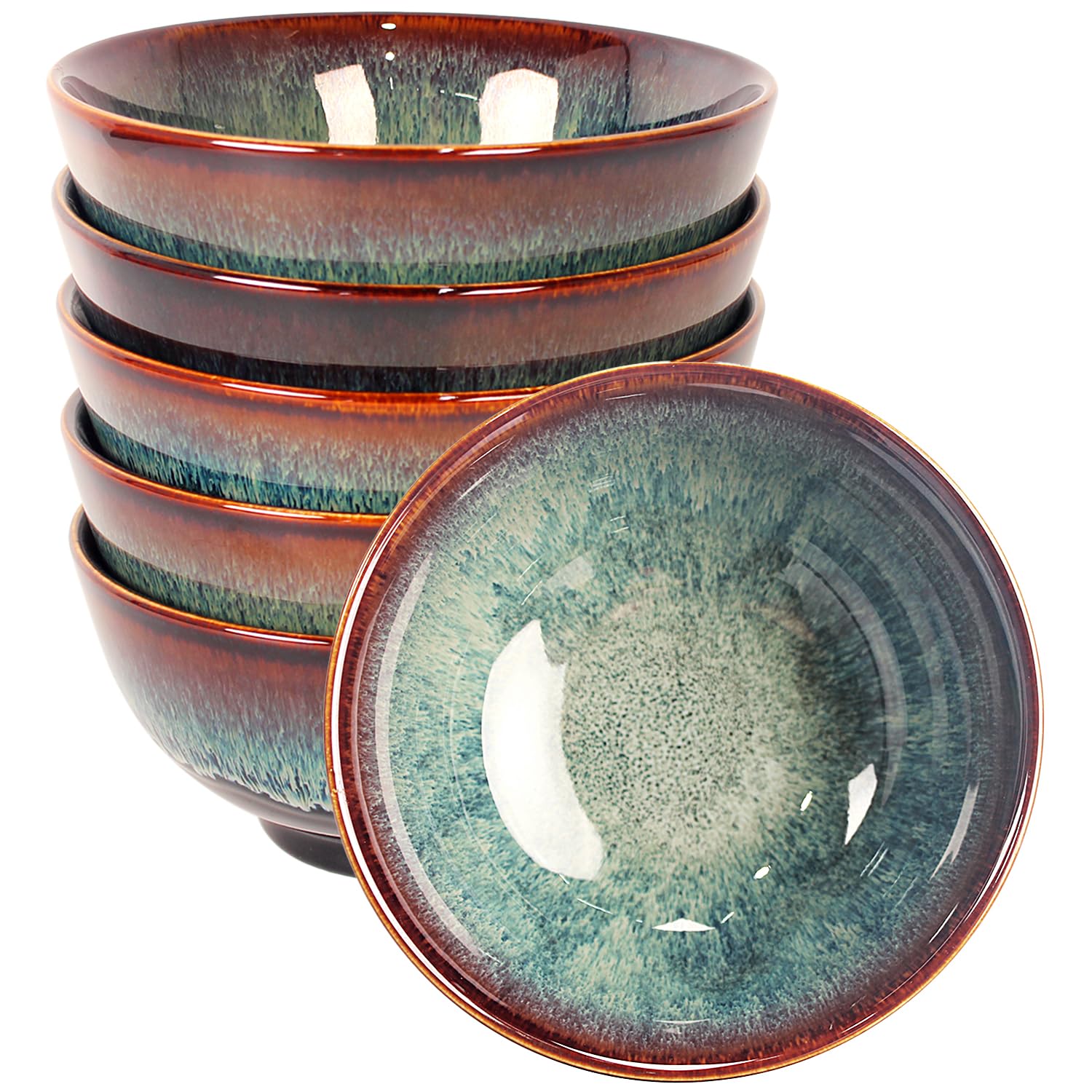 Jinsongdafa 17oz Ceramic Soup & Cereal Bowls Set of 6, Dishwasher & Microwave Safe