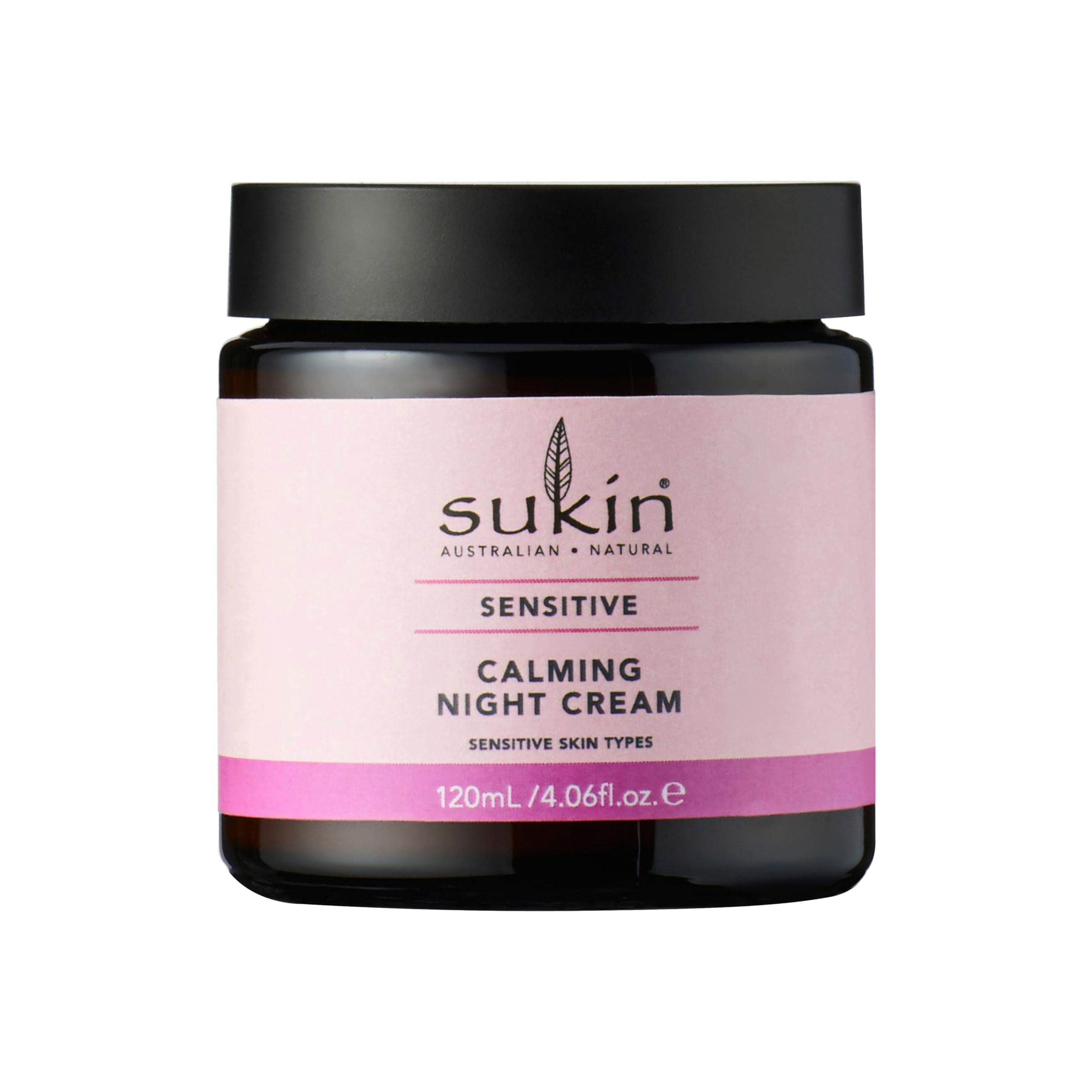 Sukin Sensitive beruhigende Nachtcreme, 120ml, mildert Rötungen und spendet Feuchtigkeit, mit Gurke, Kamille, Hagebutten-Öl, Vitamin E und Avocado-Öl, für Gesicht, Hals und Dekolleté, vegan