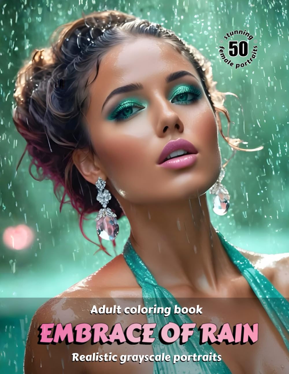 EMBRACE OF RAIN – Adult Coloring Book | Realistic Grayscale Portraits | Stunning female portraits to color | Relax, creativity, stress relief: English Edition (Colorful Adventures)
