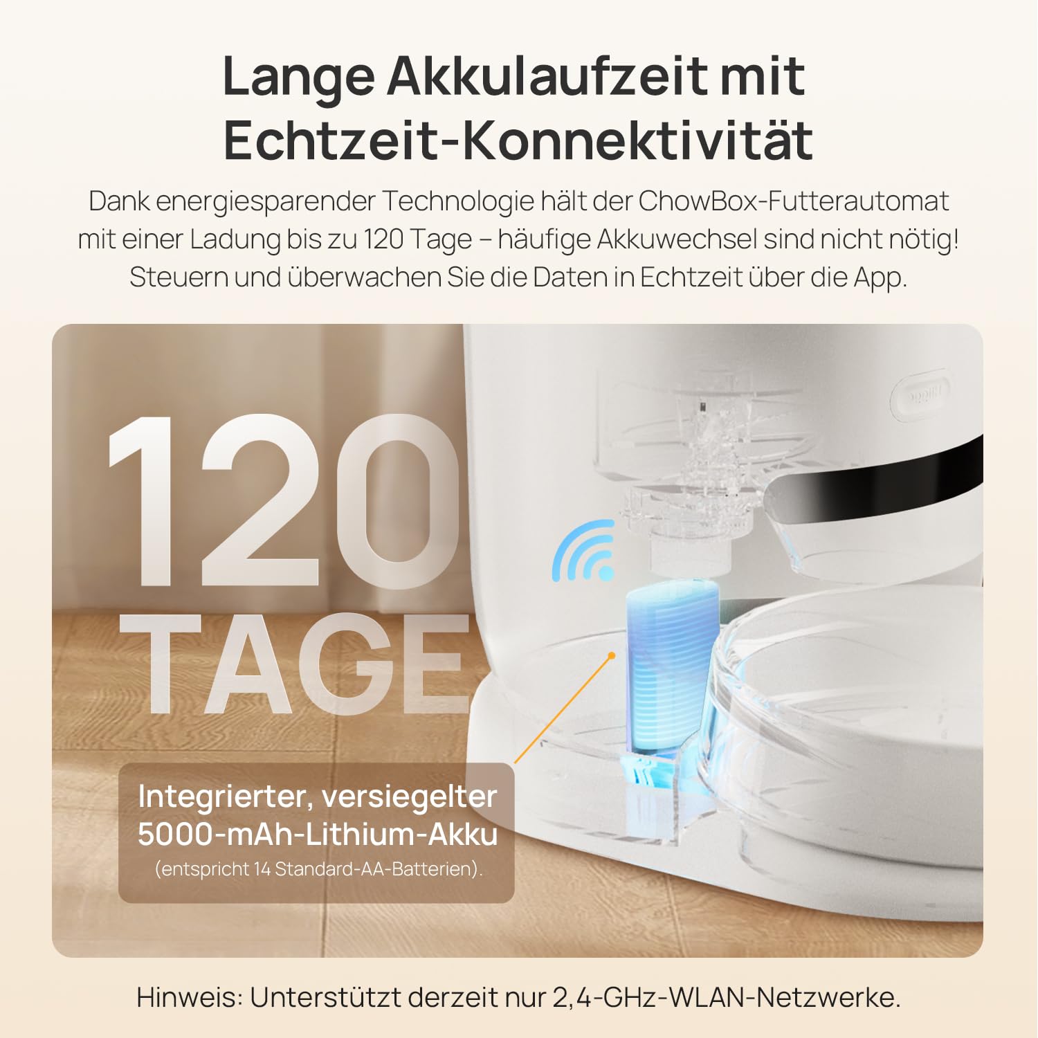 Distributore automatico di crocchette per gatti, 2,4 G, Wi-Fi, 4,3 L, distributore automatico di crocchette per cani con app, piano di alimentazione AI,ciotola in ceramica - bianco