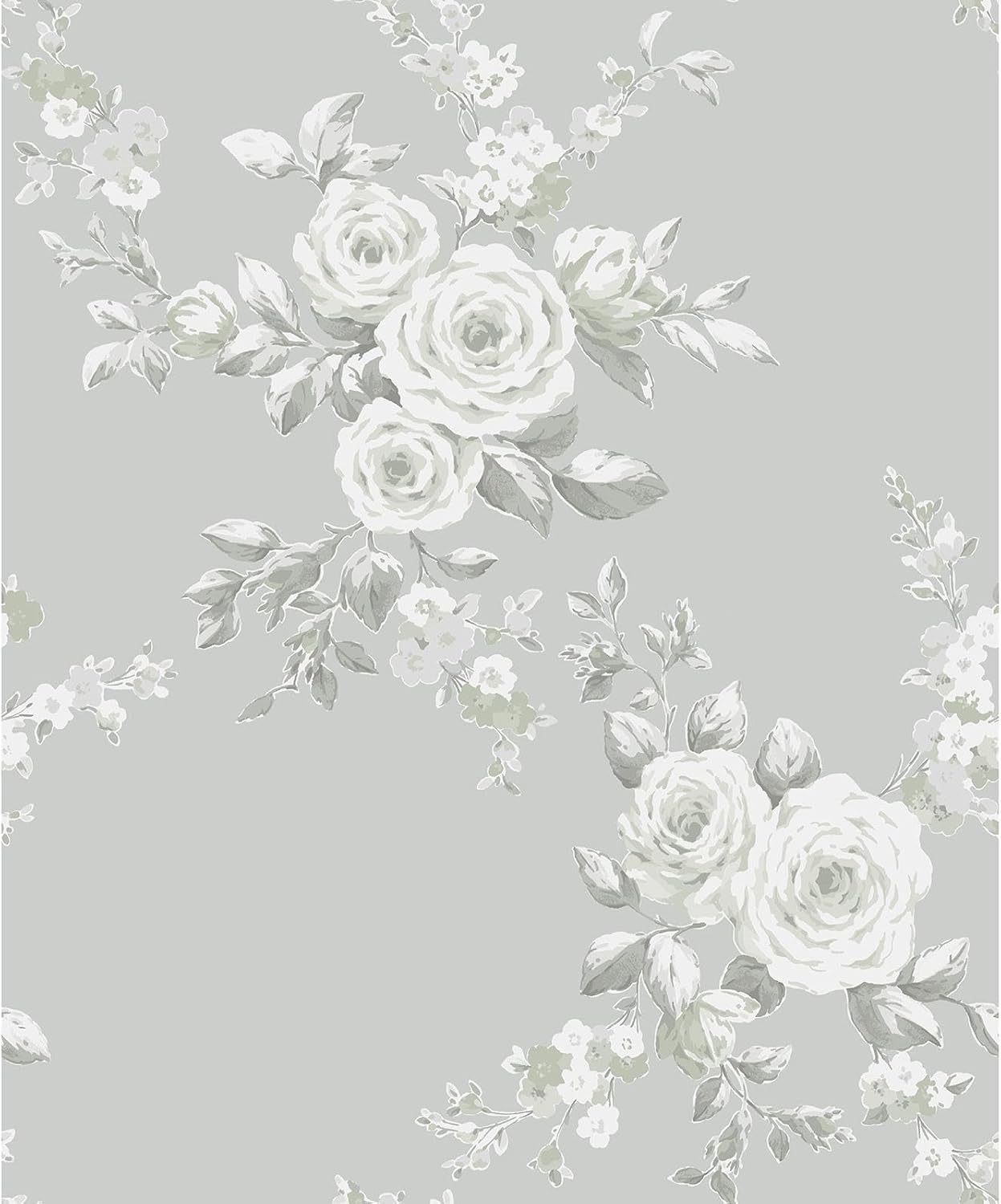 Catherine Lansfield Canterbury Floral Wallpaper Sage Muriva 165508