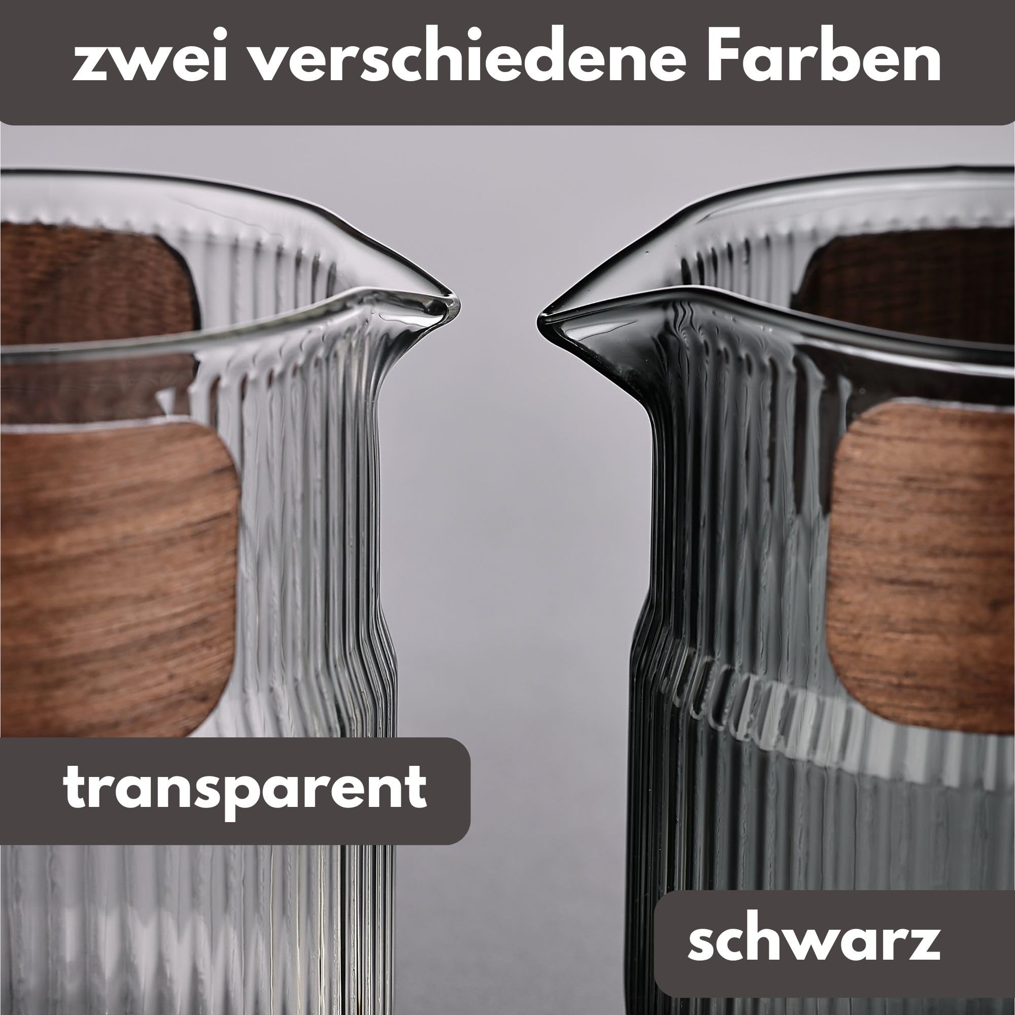 Holzwurm Milchkännchen klein 300ml - Glas Milchaufschäumer Kanne mit Walnussmantel, inspirierendes Design Milk Jug für Kaffee, Tee vieles mehr (Schwarz)