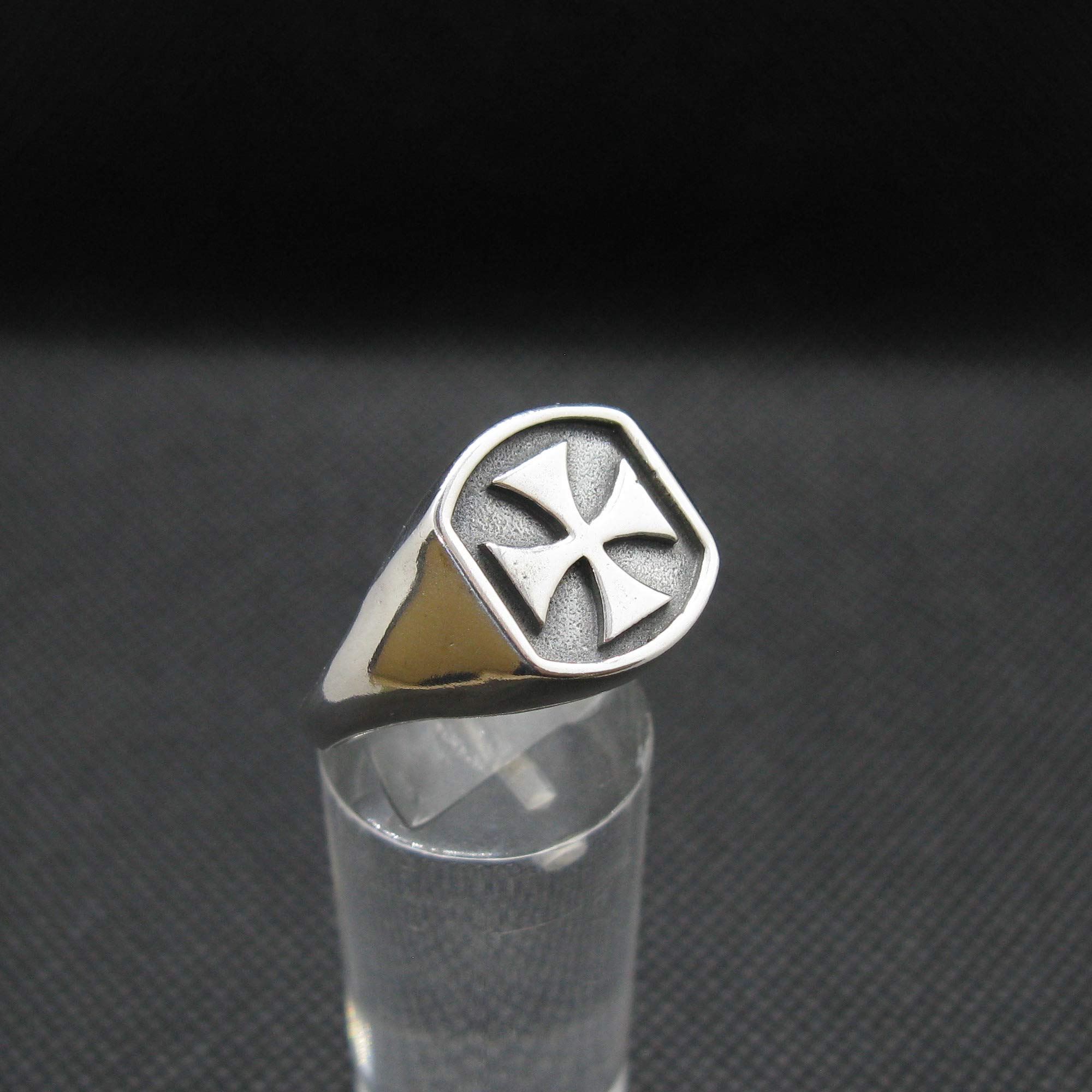 Anillo de Plata de Lay Sólido Estampado 925 Cruz de Malta R002087 Empress