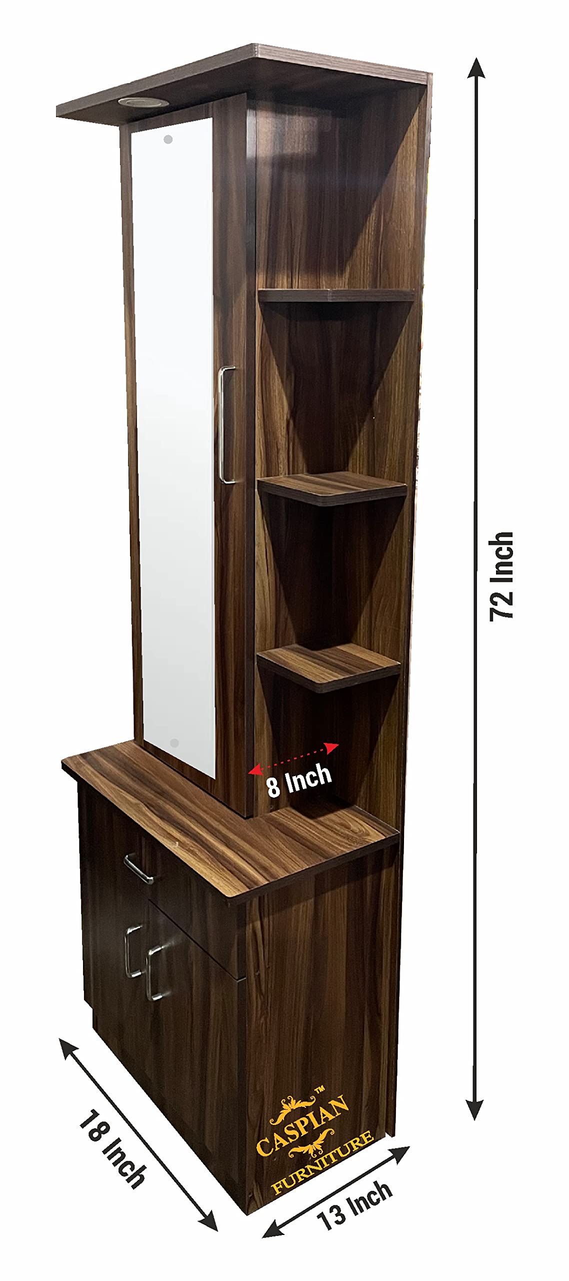 CASPIAN Furniture Dressing Table with Shelves and Drawer || Make up Table|| Organizer for Room Engineered Wood Dressing Table Classical Streak Brown 72 * 13 * 24 3