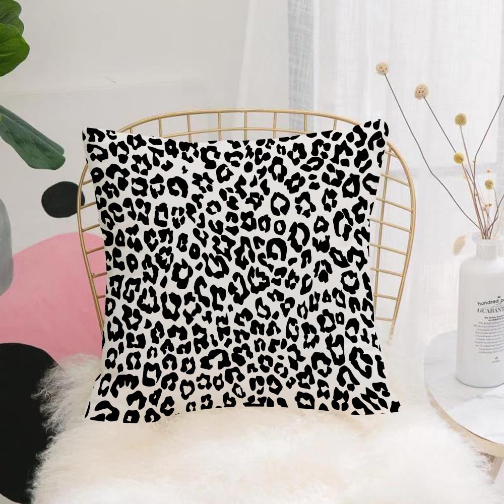 HYOSXW Cushion Cover,Throw Pillow Case Home Decorative for Living Room Bedroom Sofa Chair 16X16 Inch,leopard pattern texture repeating seamless monochrome black white,Pillowcase 40X40cm