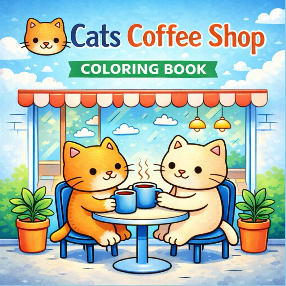 Cats Coffee Shop Coloring Book: A Relaxing Coloring Book for Stress Relief and Calm