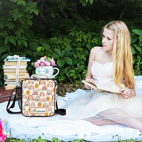 Miniatura 5 de Lonchera personalizada con nombre para niñas, niños, mujeres, adolescentes, regalo para la escuela, para picnic, trabajo, viajes, color naranja