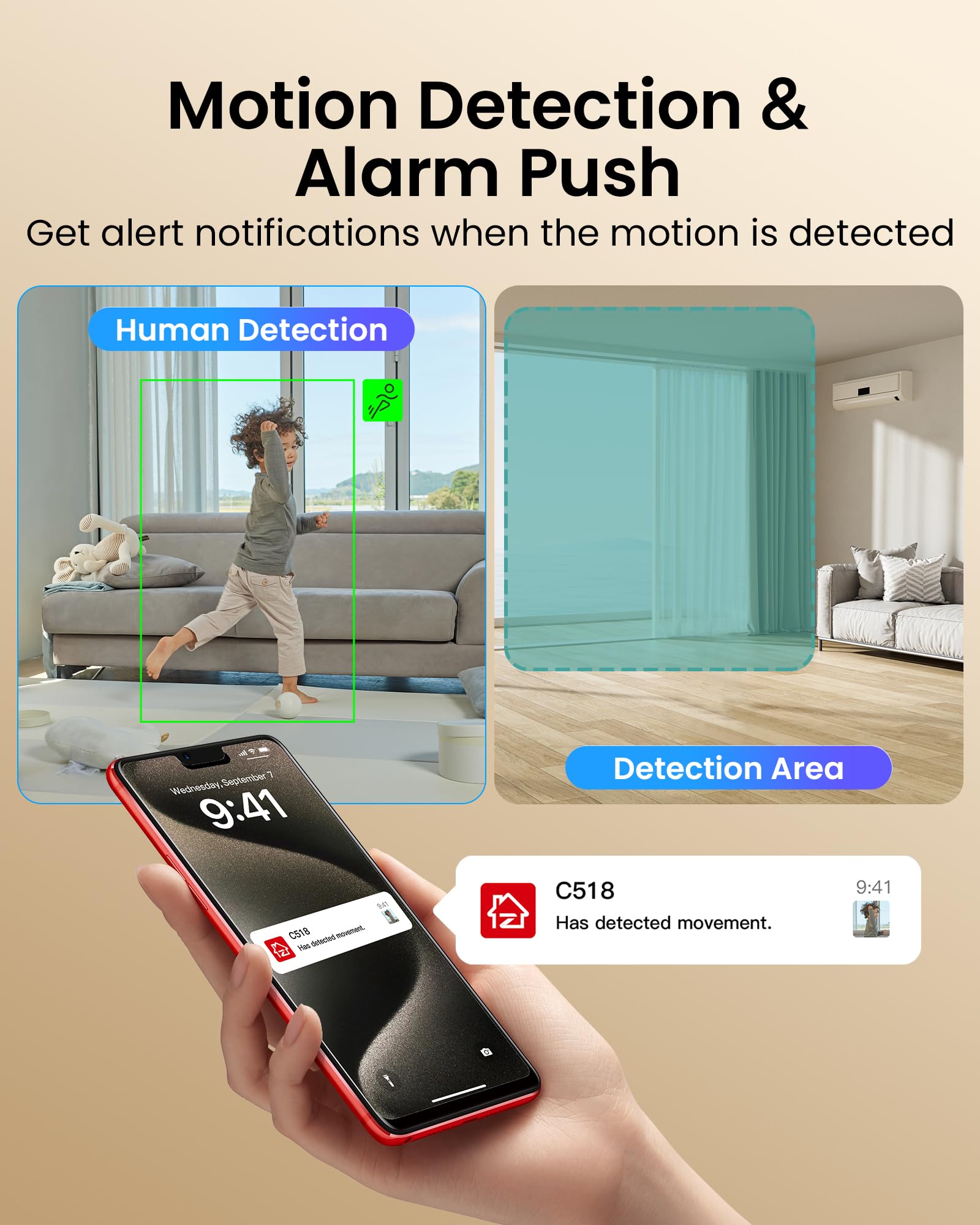 ZOSI 2K Cámara de Vigilancia WiFi Interior para Domicilio, 2pcs Cámara PT 2,4G/5G WiFi, Seguimiento de Movimiento Humano, Audio Bidireccional, Llamada Rápida