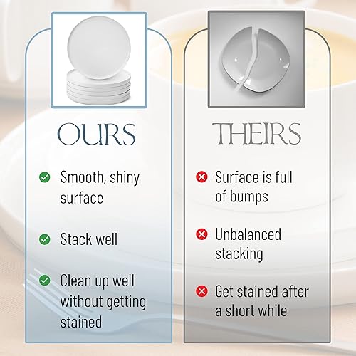 Miniatura 5 de BTAT - Platos llanos blancos, juego de 6, 10.6 pulgadas, porcelana blanca, juego de platos blancos, platos, juego de platos, platos de restaurante,