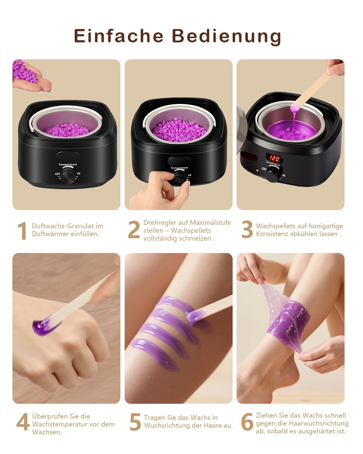 Waxing Set,Wachs Haarentfernung,Digitales Wachswärmer Wax Maschine Enthaarungswachs mit 400g Wax,20 Wachsstäbchen,Silikonschale,Warmwachs haarentfernung zu Hause,Waxing Maschine Set für Ganzkörper