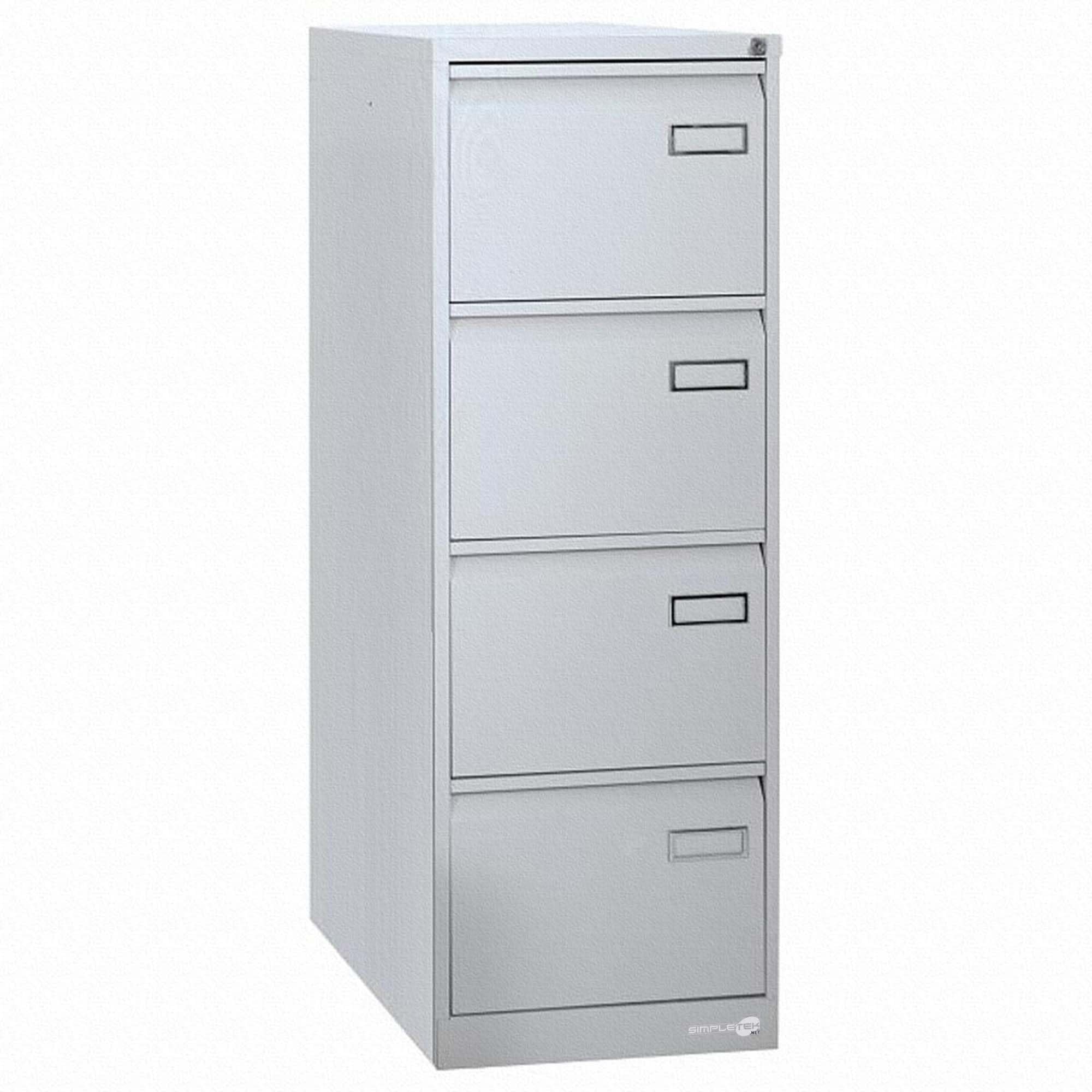 SIMPLETEK - Classificatore Documenti Metallo 4 Cassetti Serratura di Sicurezza Mobile Archivio Ufficio Cartelle Sospese A4 Grigio con Raccoglitori (Ricondizionato)