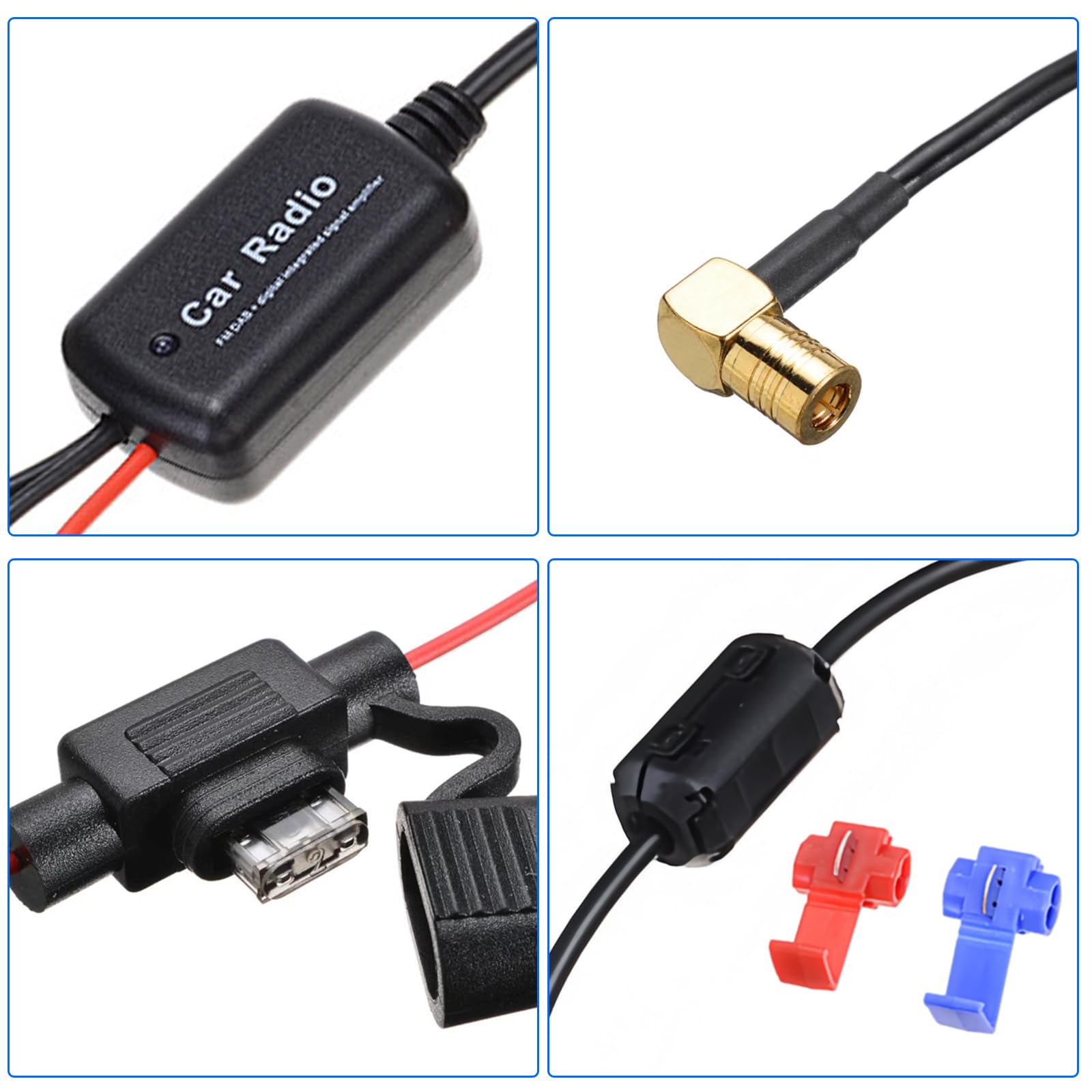 DAB Antenna, DAB Antenna Digitale Per Auto Radio FM/AM Amplificatore Per Auto Spina SMB Adattatore DIN Per Autoradio Auto Splitter Amplificatore Con Cavo Da 5m - Foto 2