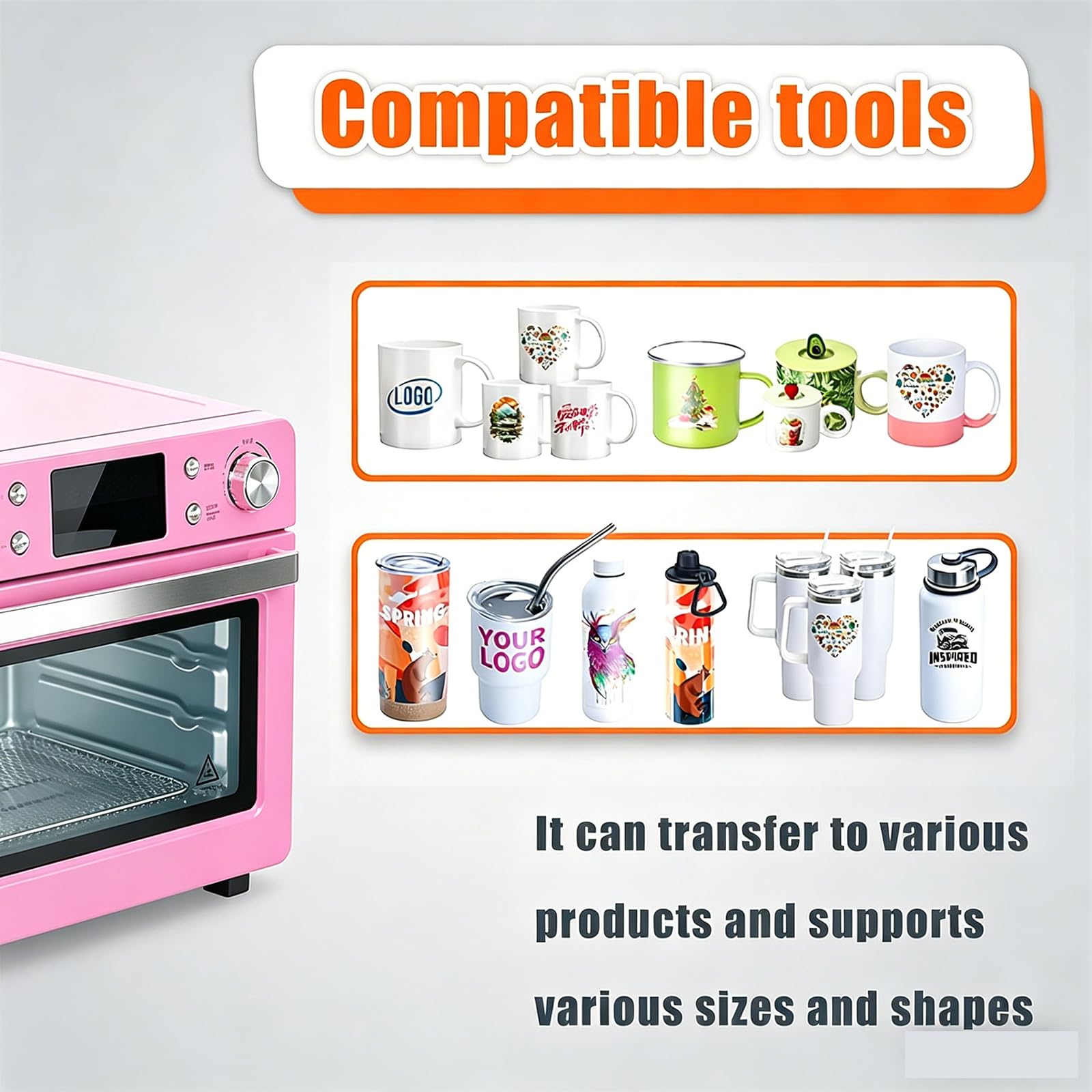 Four à sublimation - 16 L - Four à convection légère - 230 °C - Convection turbo à 360° - Contrôle numérique pour impression en vrac de gobelets et tasses