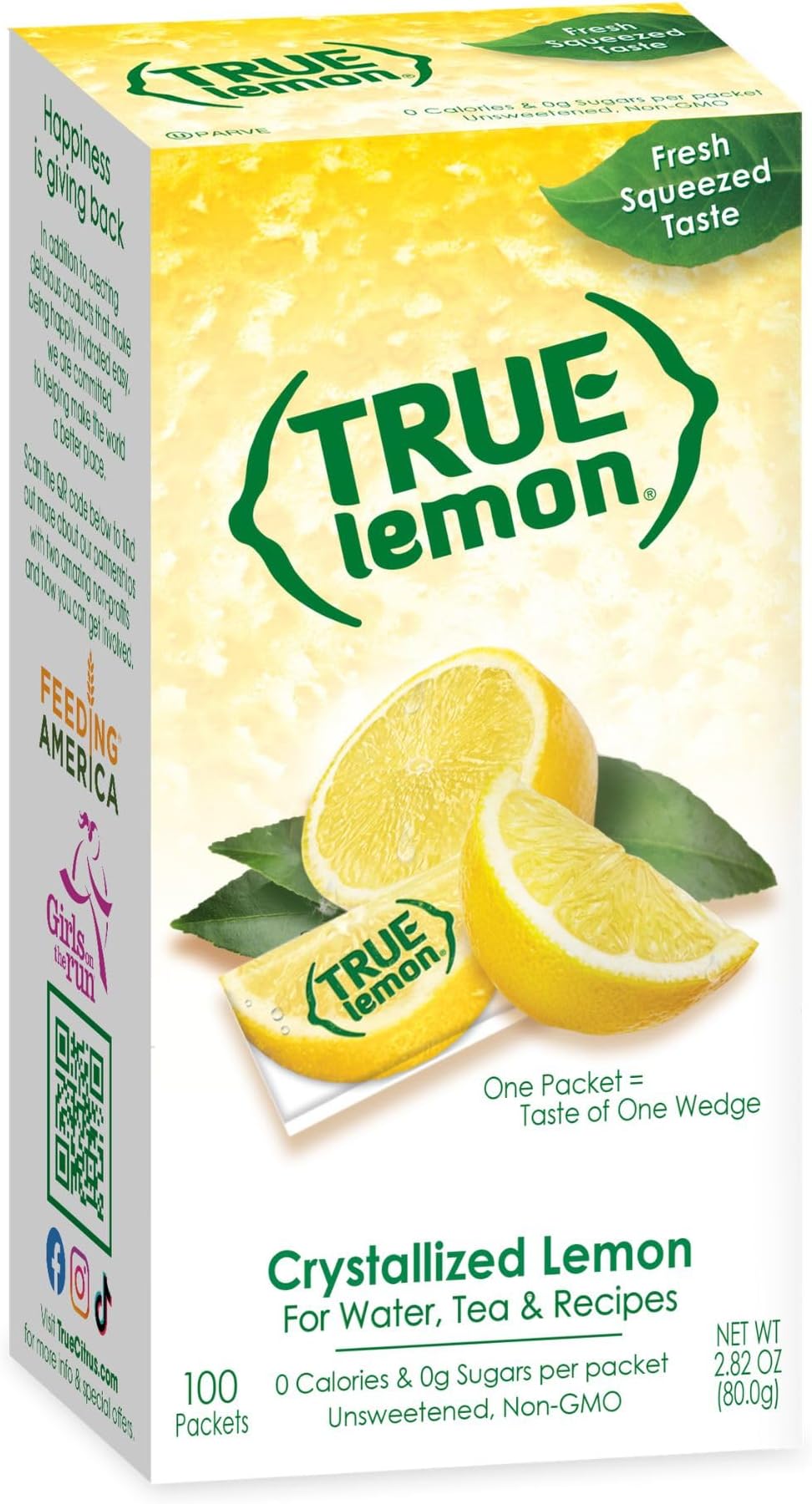 True Lemon 100ct (Pack of 1) - Water Enhancer - Bulk Dispenser - 0 Calorie Drink Mix Packets For Water - Sugar Free Lemon Flavoring Powder Packets