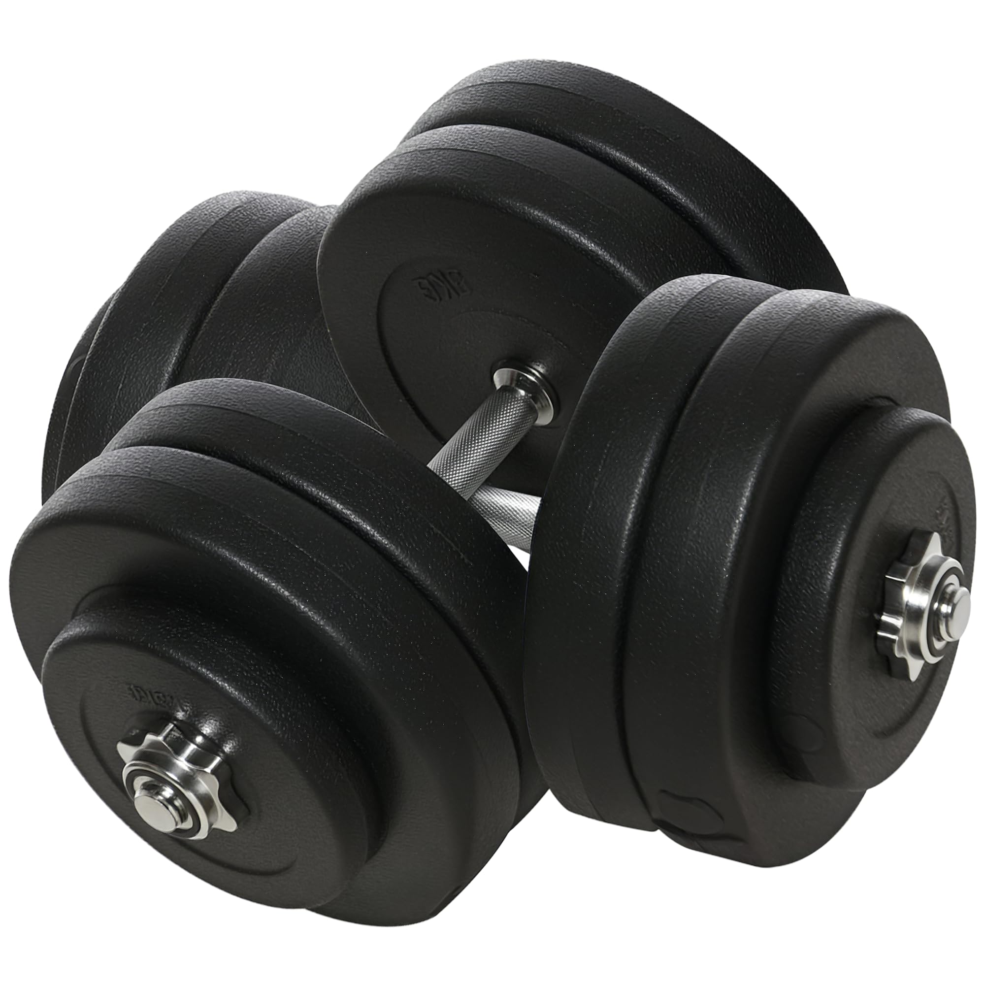 HOMCOM dumbbell set 20 kg, 2-in-1 halters en barbell, verstelbaar