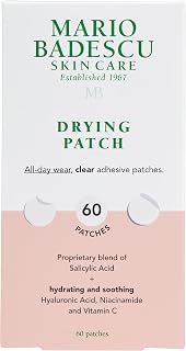 Mario Badescu Drying Patches: Invisible Blemish Spot Treatment with Salicylic Acid, Vitamin C - 60 Vegan 12mm Patches