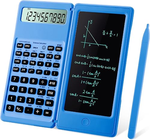 Calculadoras científicas para estudiantes, calculadora de matemáticas azul con bloc de notas, pantalla grande de 10 dígitos, imprescindibles para el