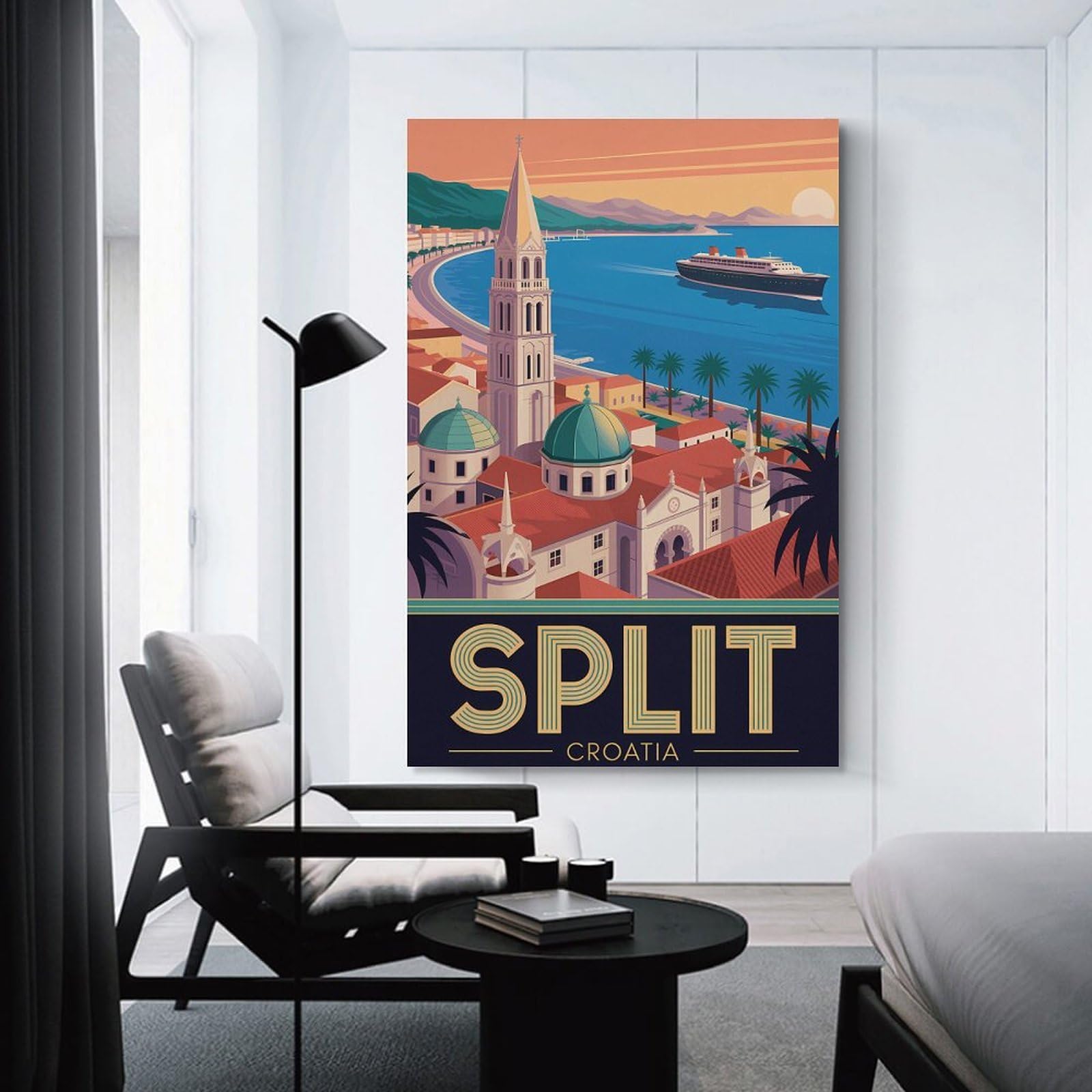 Junmoney Decorative Canvas Print Split Croatia Travel, 16x24inch(40x60cm), for Entrance Walls, Hall Decor Or Foyers, A Stylish Accent for Home Entrances
